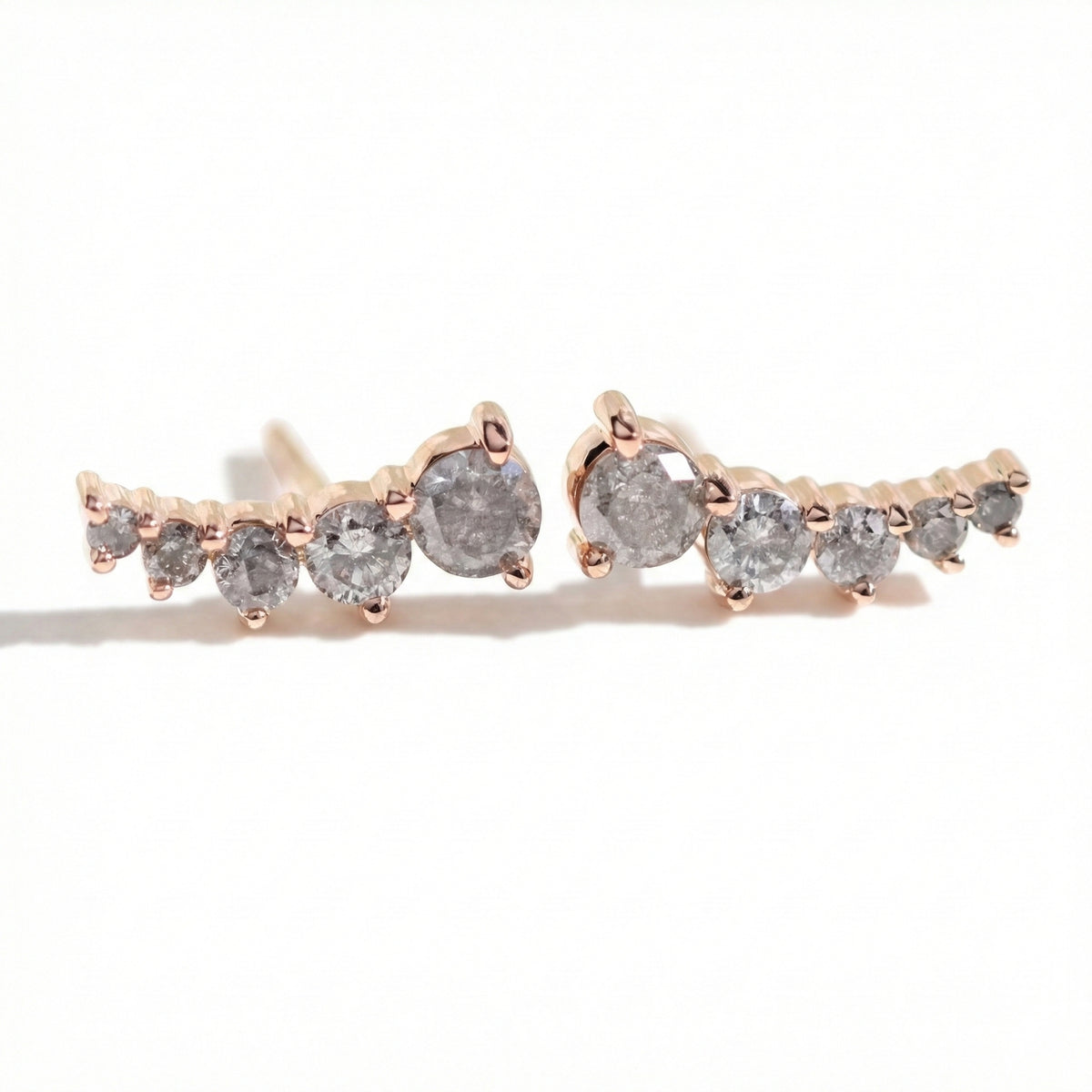 Salt and pepper diamond earrings studs rose gold crawler smile diamond earrings la more design jewelry