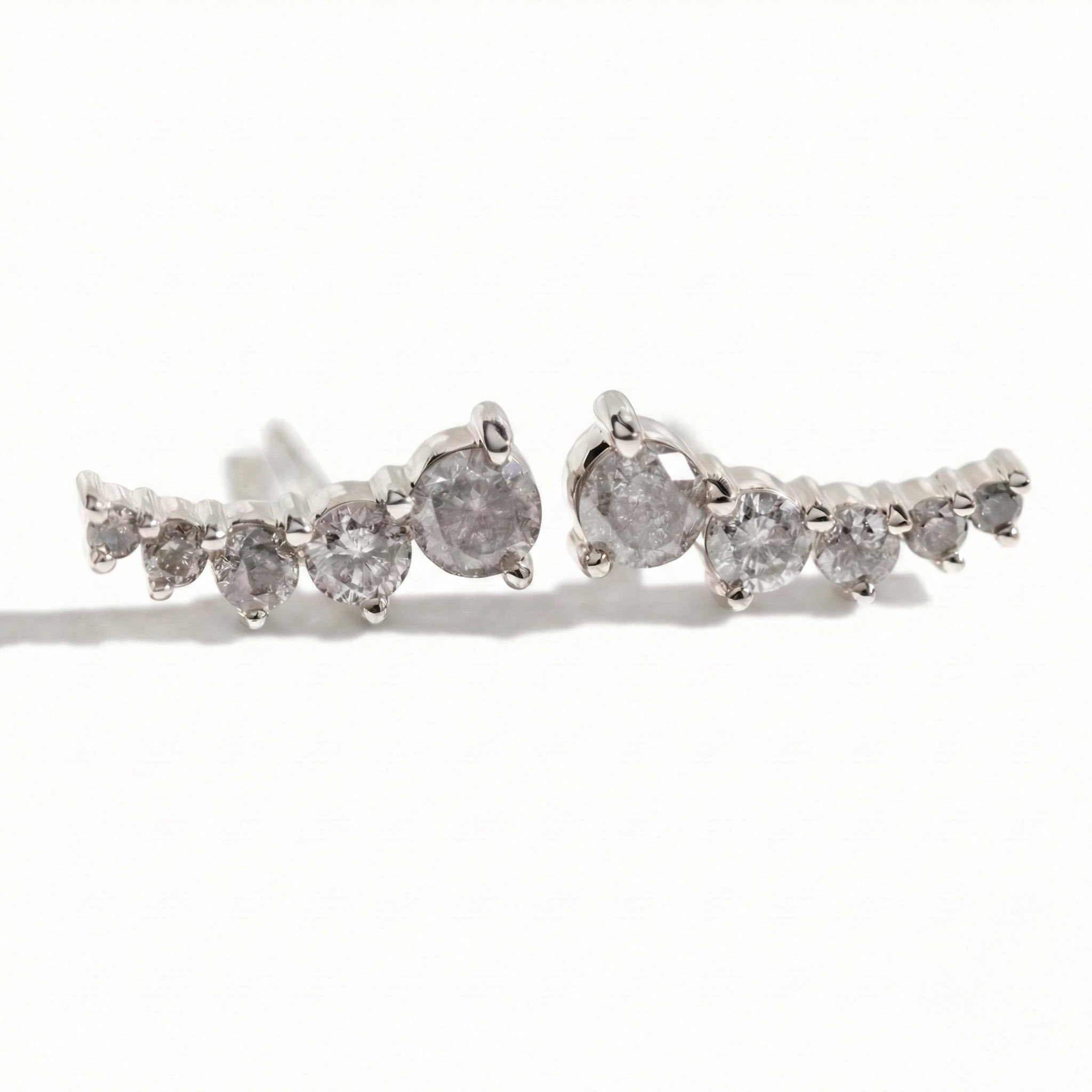 Salt and pepper diamond earrings studs white gold crawler smile diamond earrings la more design jewelry