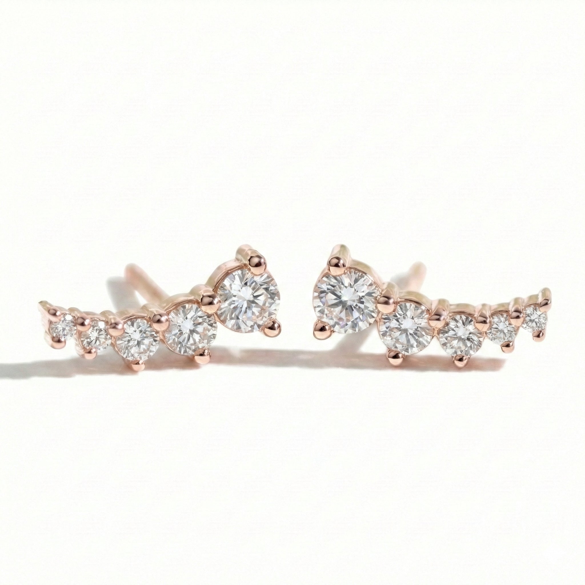 Natural white diamond earrings studs rose gold crawler smile diamond earrings la more design jewelry
