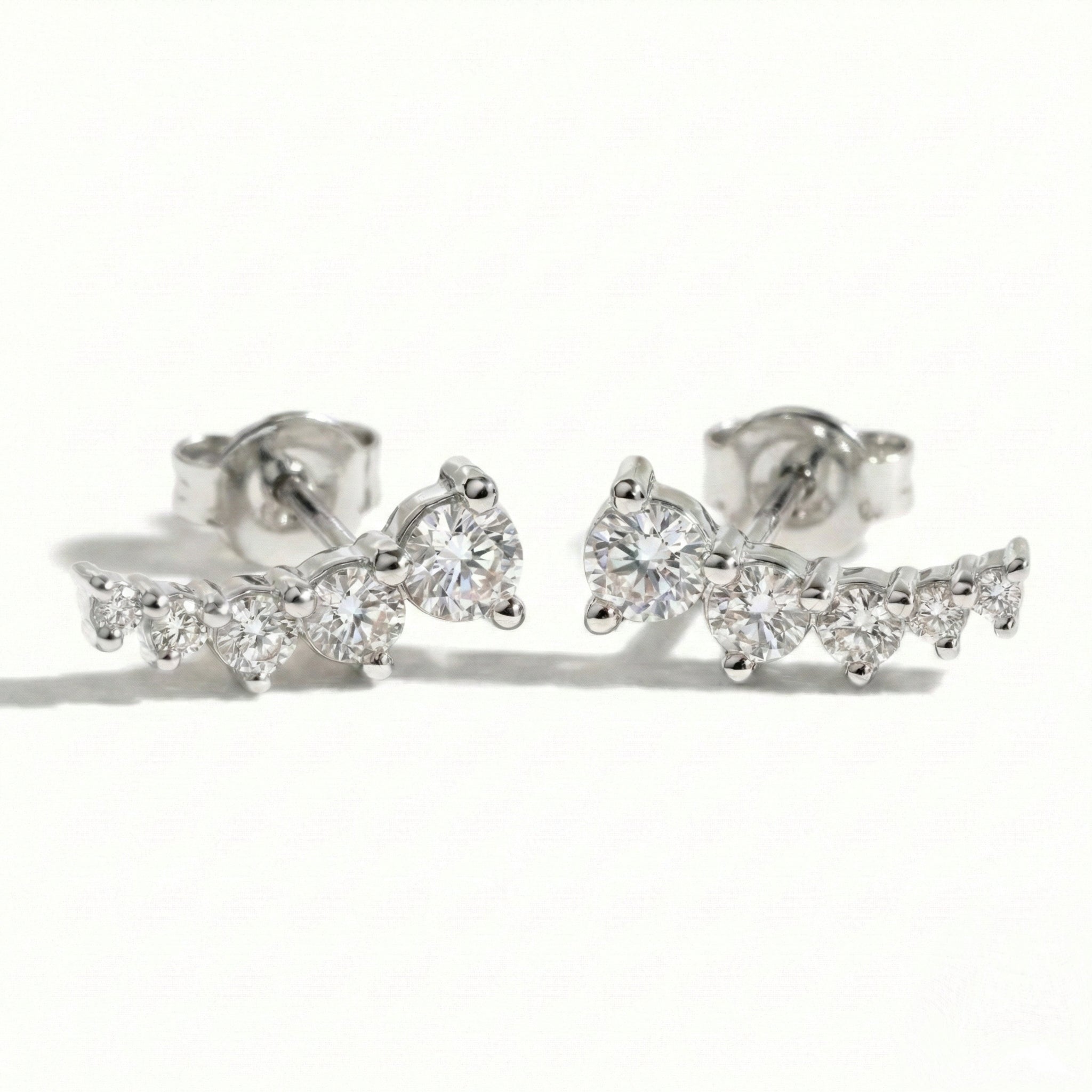 Natural white diamond earrings studs rose gold crawler smile diamond earrings la more design jewelry