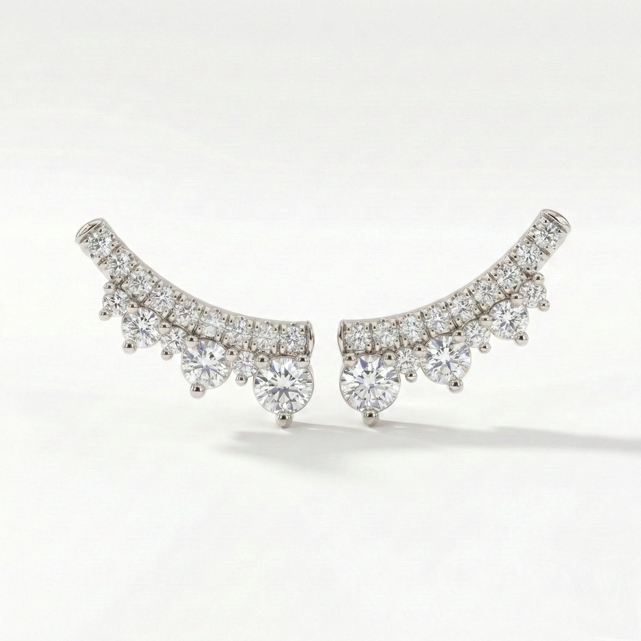 Smile diamond earring white gold curved tiara diamond studs la more design