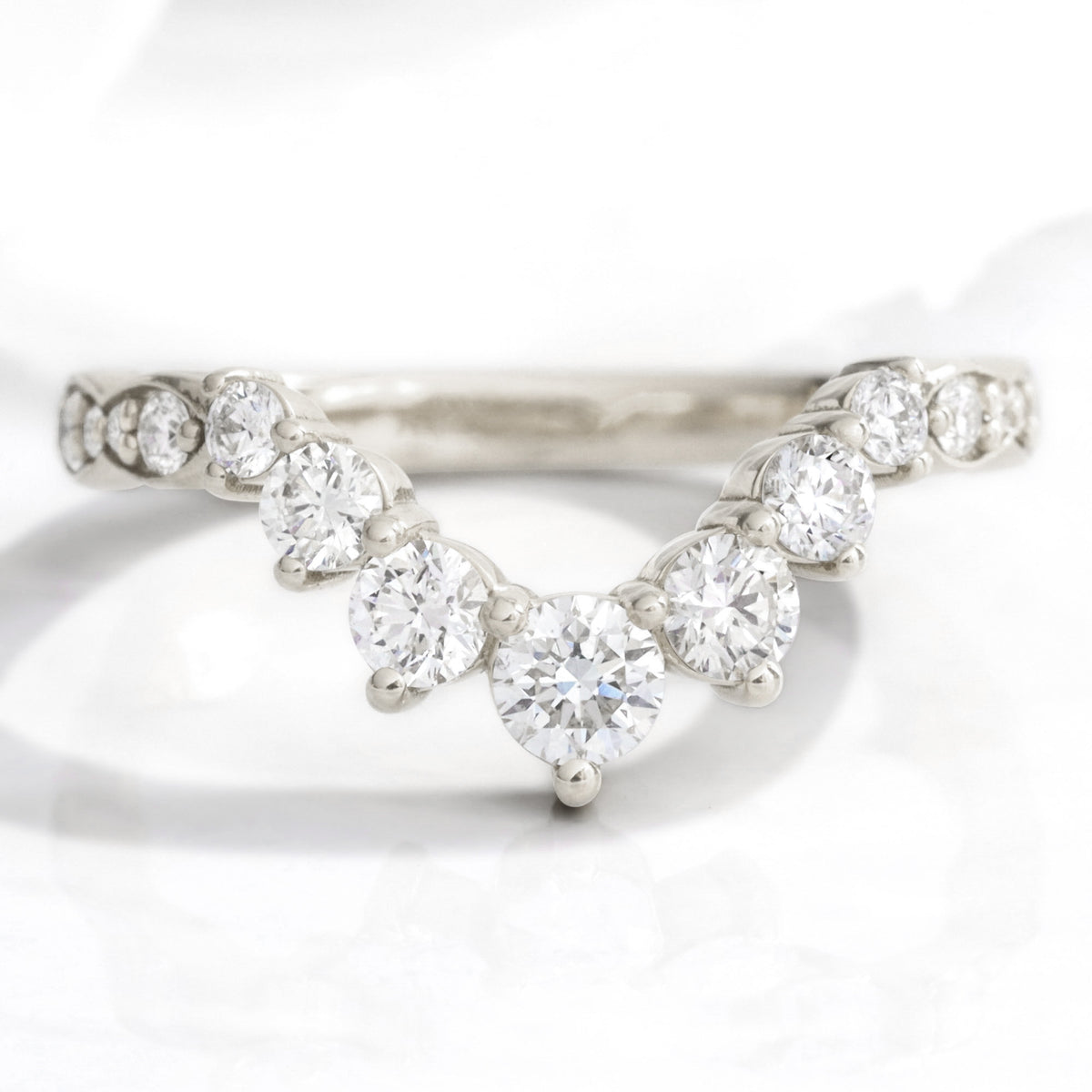 Large 7 diamond wedding ring white gold deep curved diamond wedding band la more design jewelry