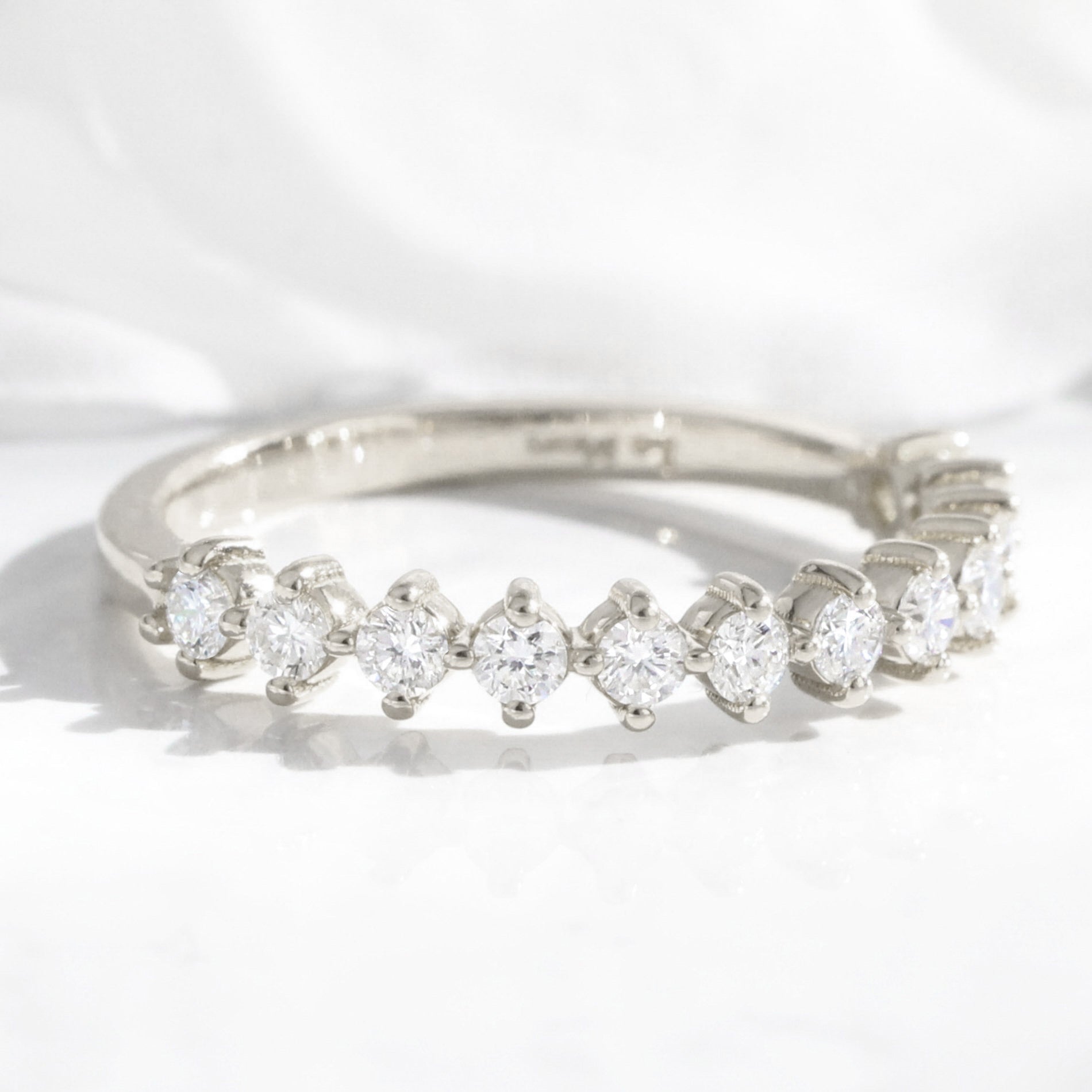 Large diamond wedding ring white gold 4 prong half eternity band la more design jewelry
