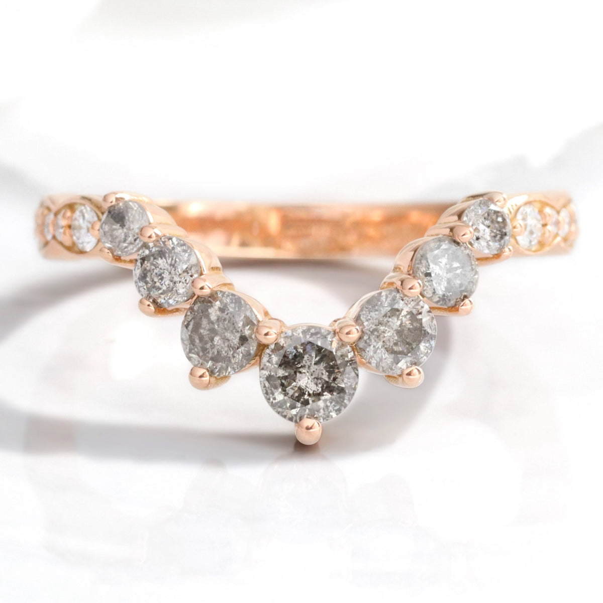 Large salt and pepper diamond wedding ring rose gold deep curved diamond wedding band la more design jewelry