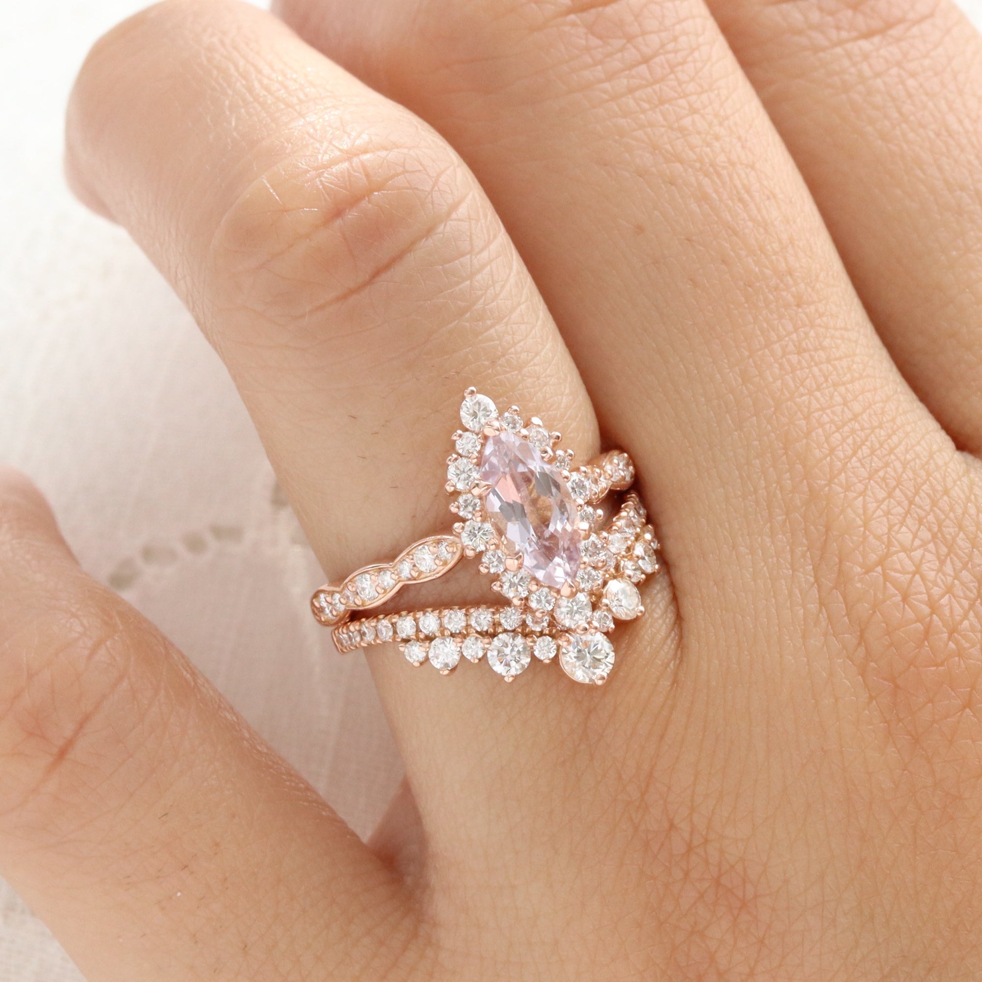 Marquise lavender sapphire ring rose gold halo diamond purple sapphire ring la more design jewelry