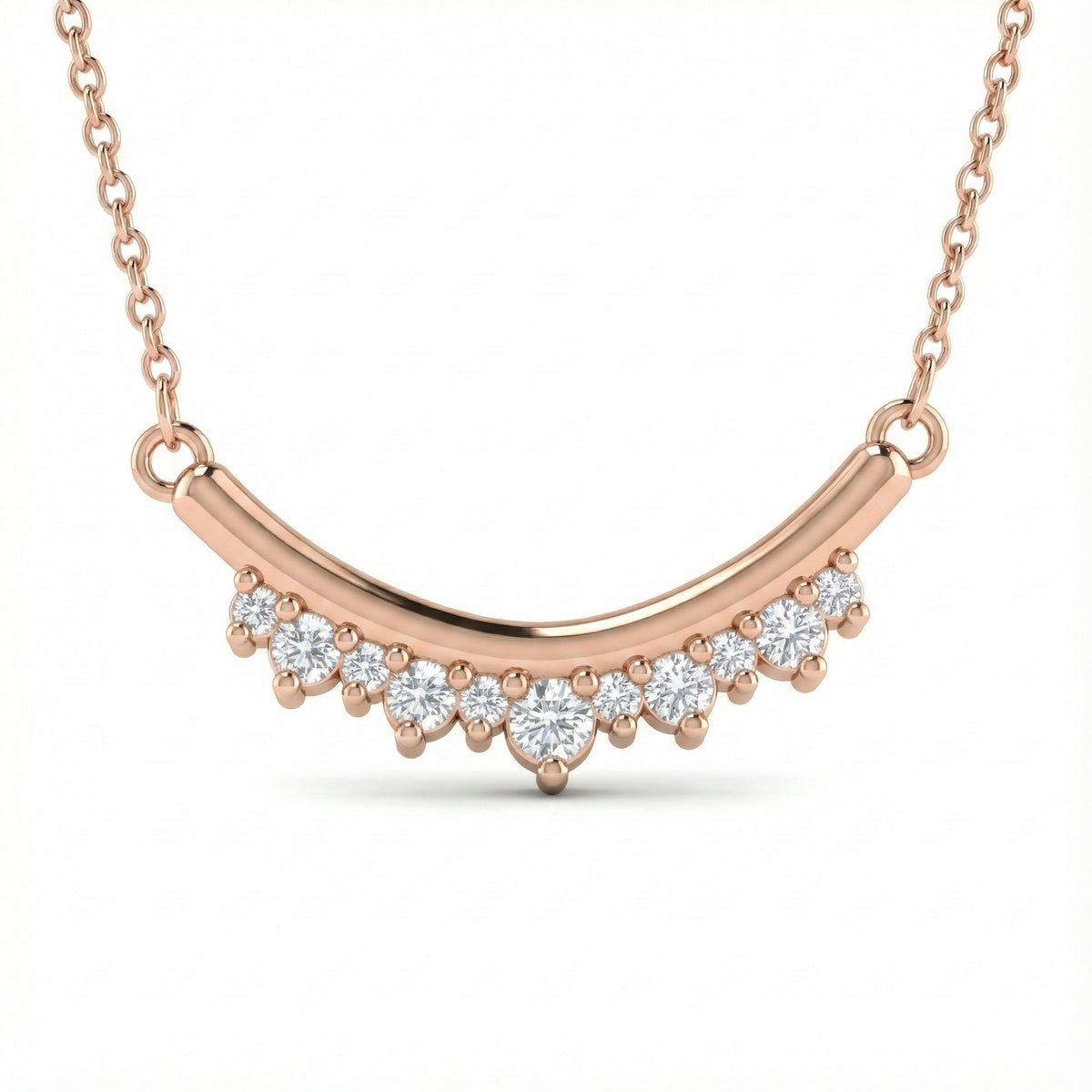 Natural white diamond necklace 14k rose gold diamond smile pendant with gold chain by la more design jewelry