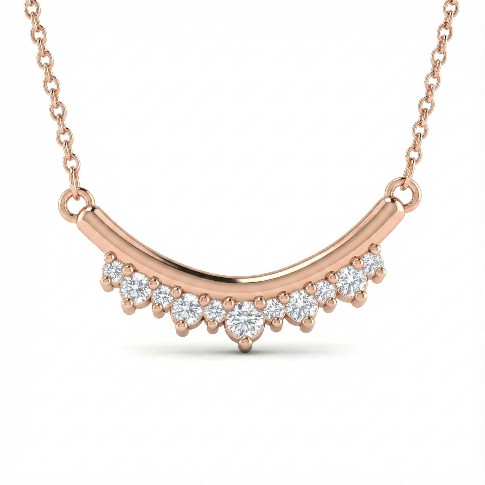 Natural white diamond necklace 14k rose gold diamond smile pendant with gold chain by la more design jewelry