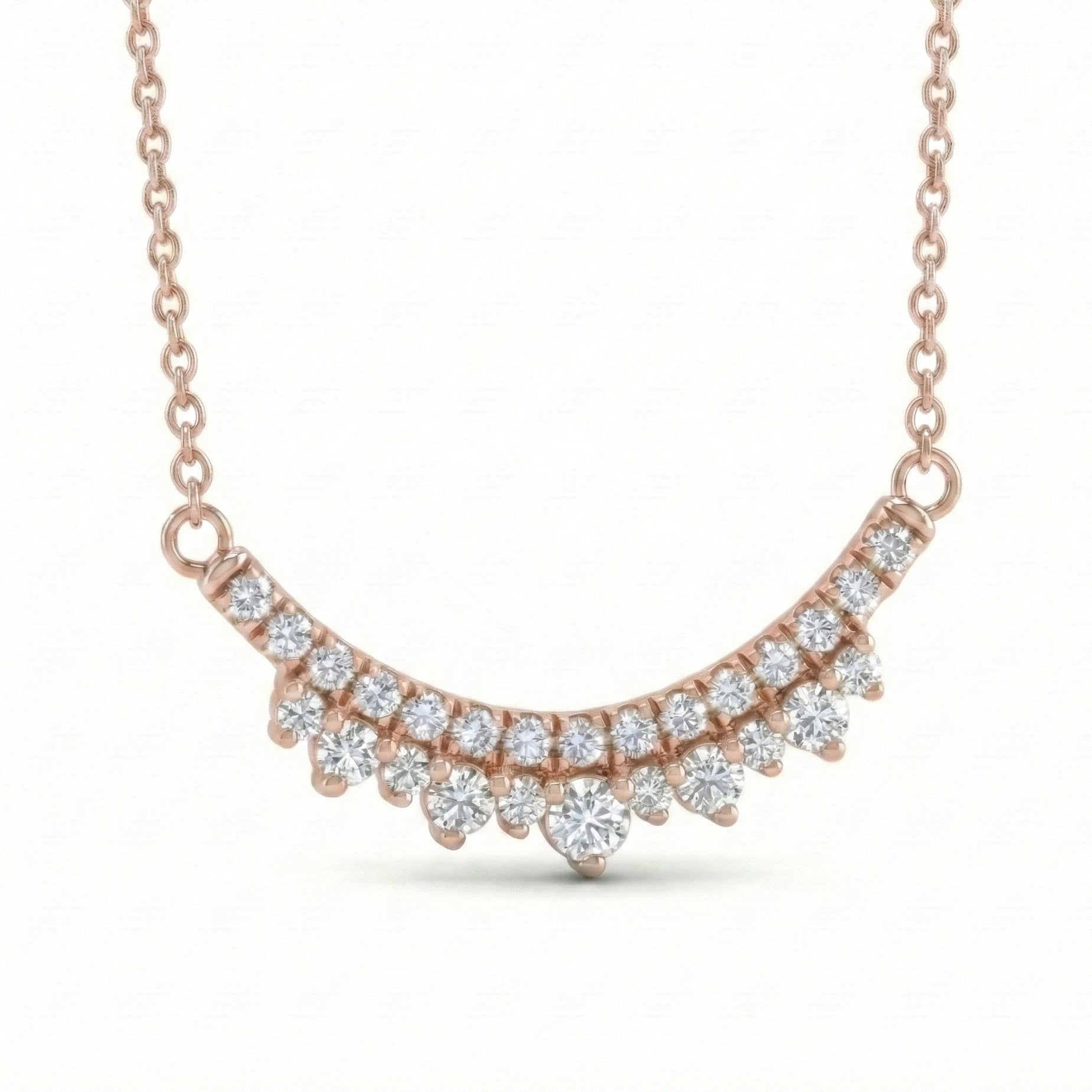 Natural white diamond necklace 14k rose gold smile pendant pave diamond necklace with gold chain by la more design jewelry