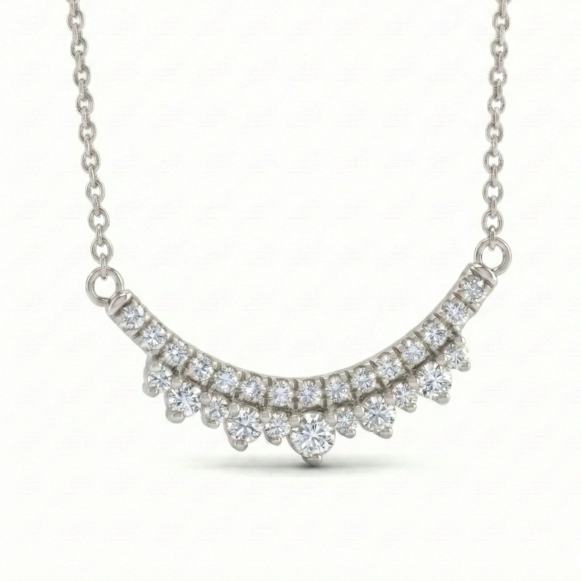 Natural white diamond necklace 14k white gold smile pendant pave diamond necklace with gold chain by la more design jewelry