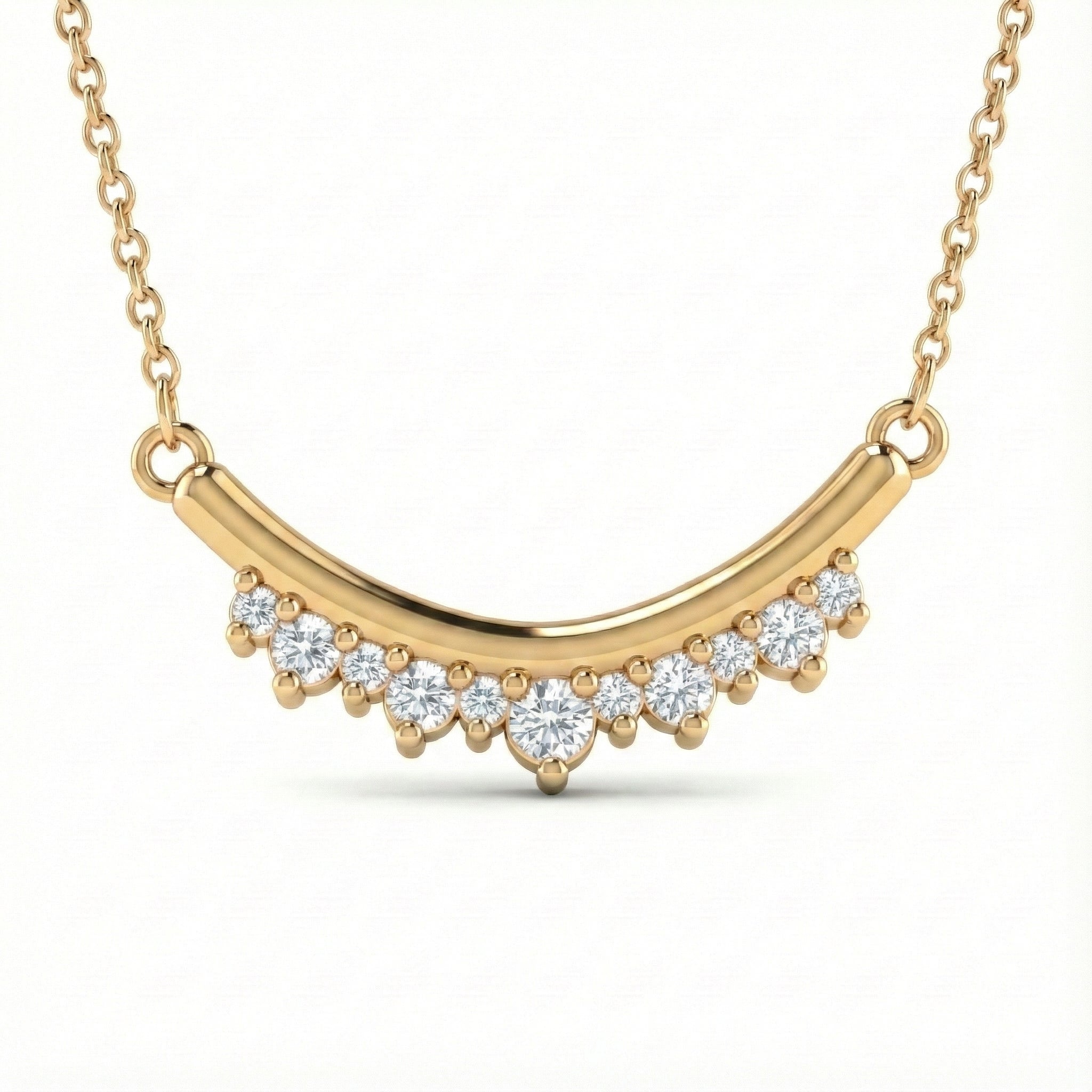 Natural white diamond necklace 14k yellow gold diamond smile pendant with gold chain by la more design jewelry