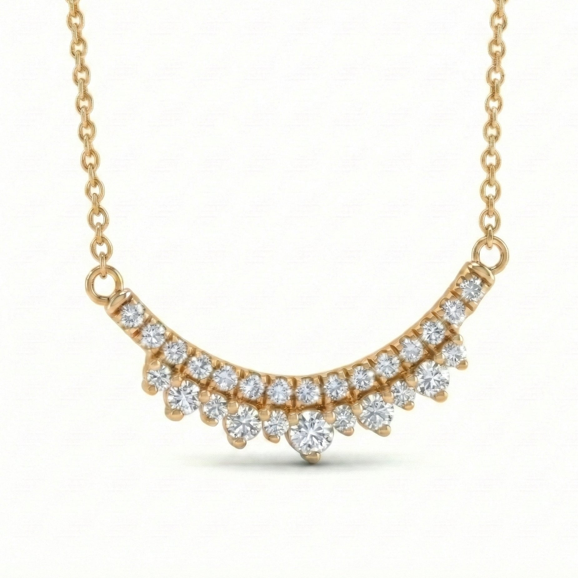 Natural white diamond necklace 14k yellow gold smile pendant pave diamond necklace with gold chain by la more design jewelry