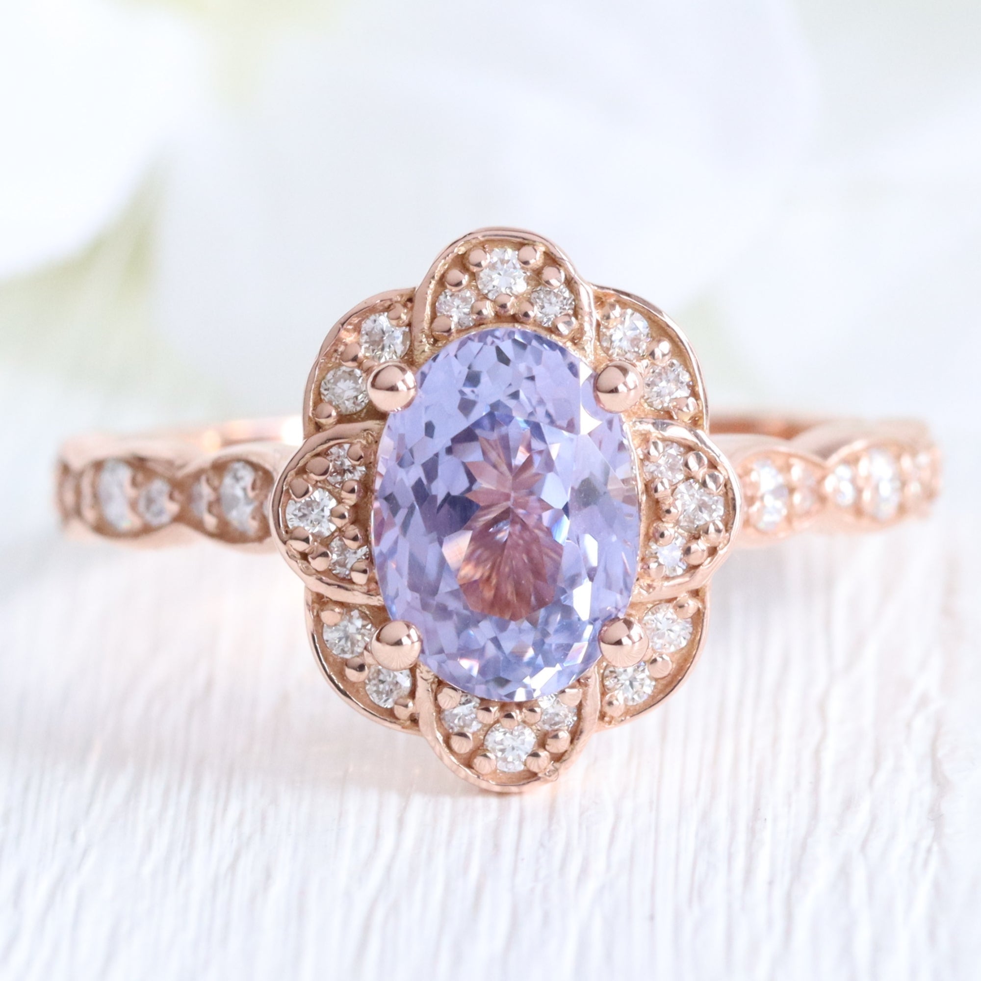 Oval lavender sapphire ring rose gold vintage style sapphire engagement ring la more design jewelry