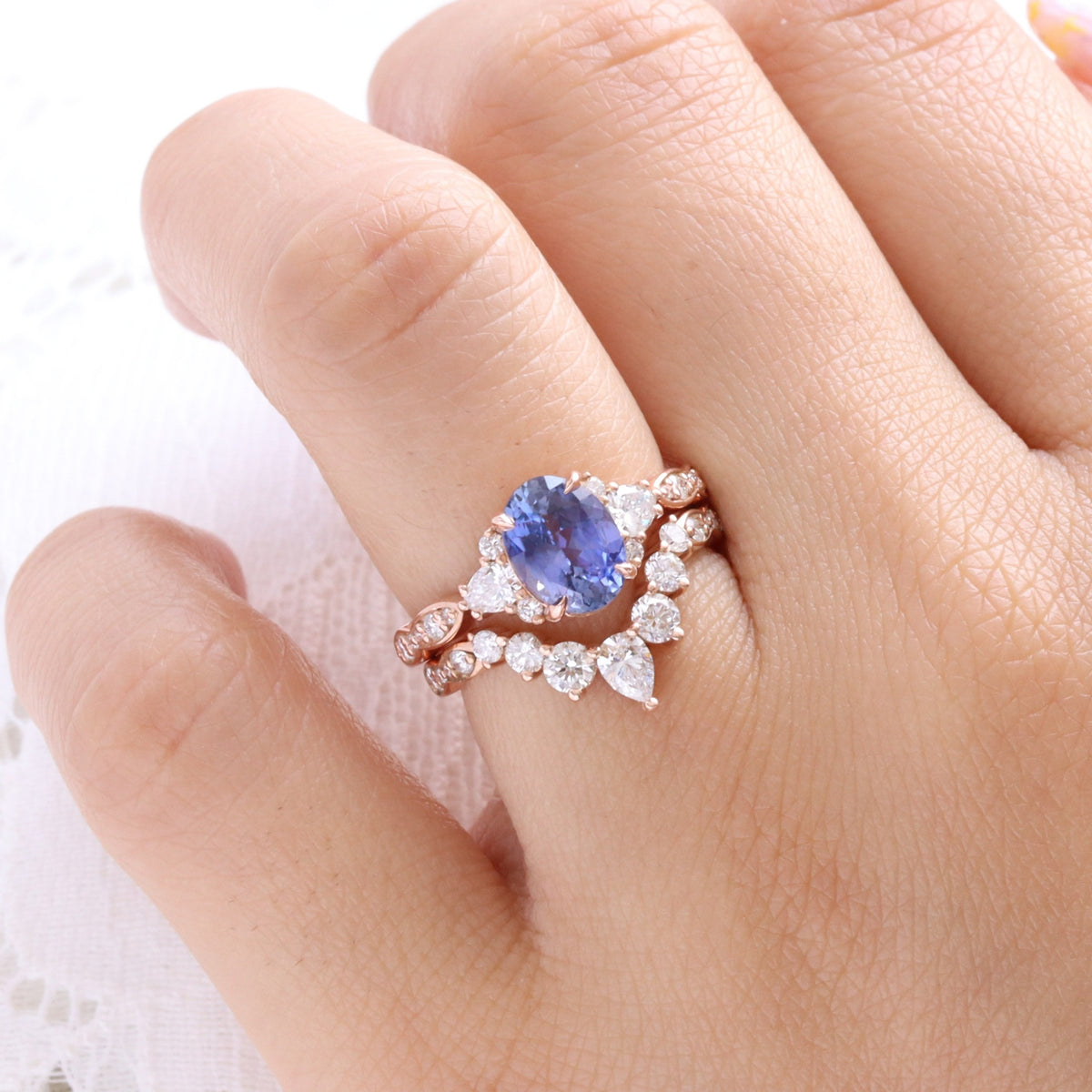 Oval purple sapphire ring rose gold lavender sapphire diamond 3 stone ring la more design jewelry