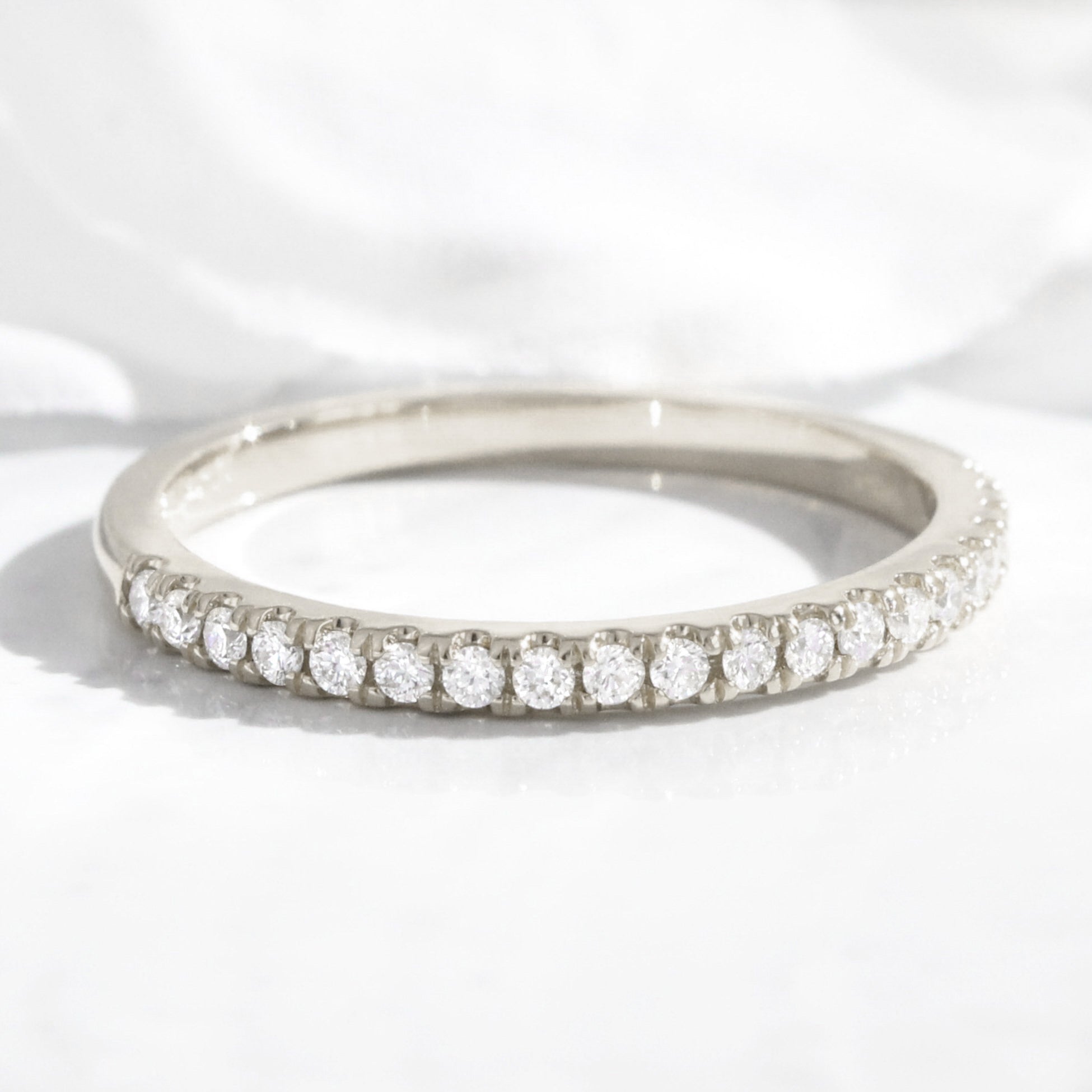 Pave diamond wedding ring white gold half eternity wedding band la more design jewelry