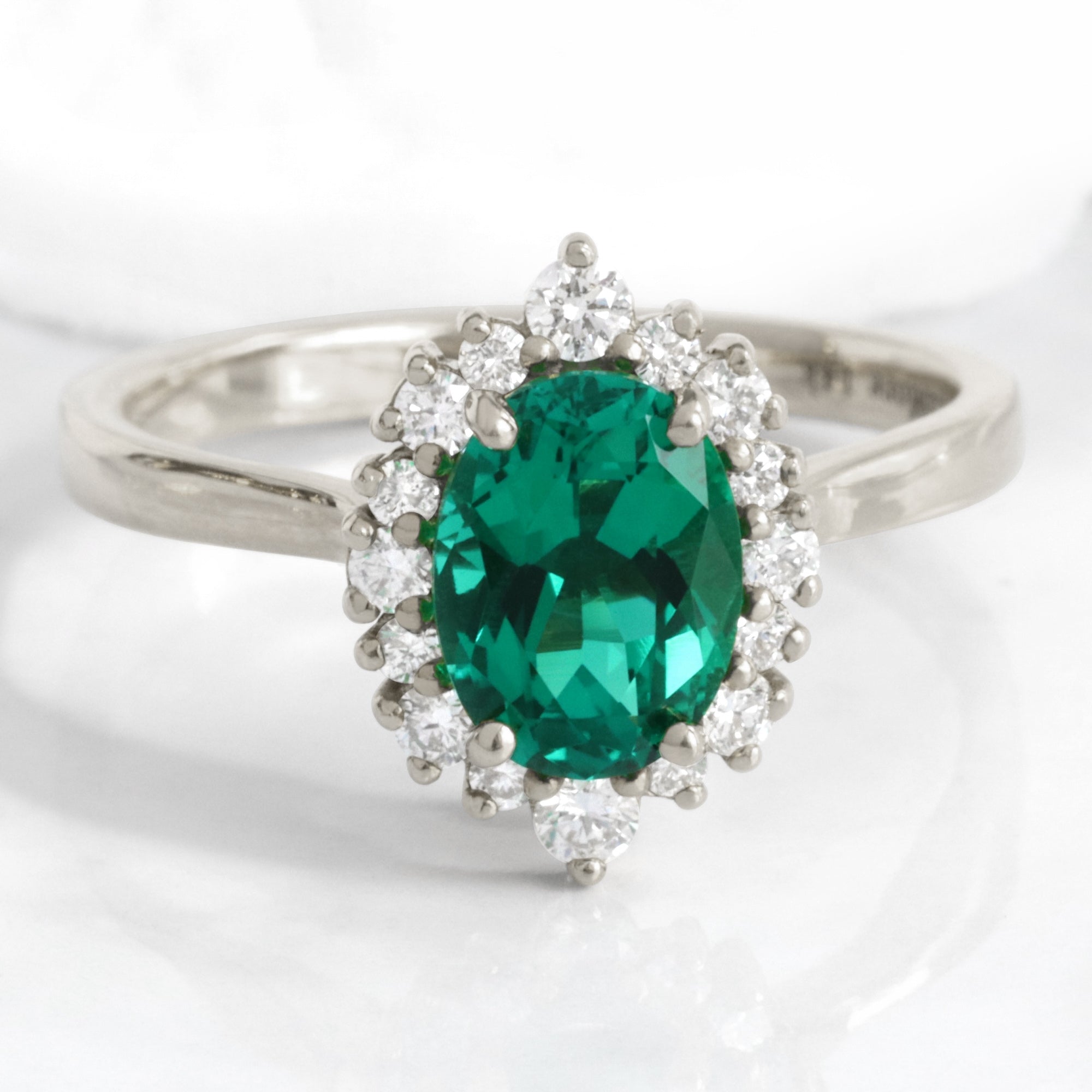 Pear emerald engagement ring white gold ruby halo diamond ring la more design jewelry
