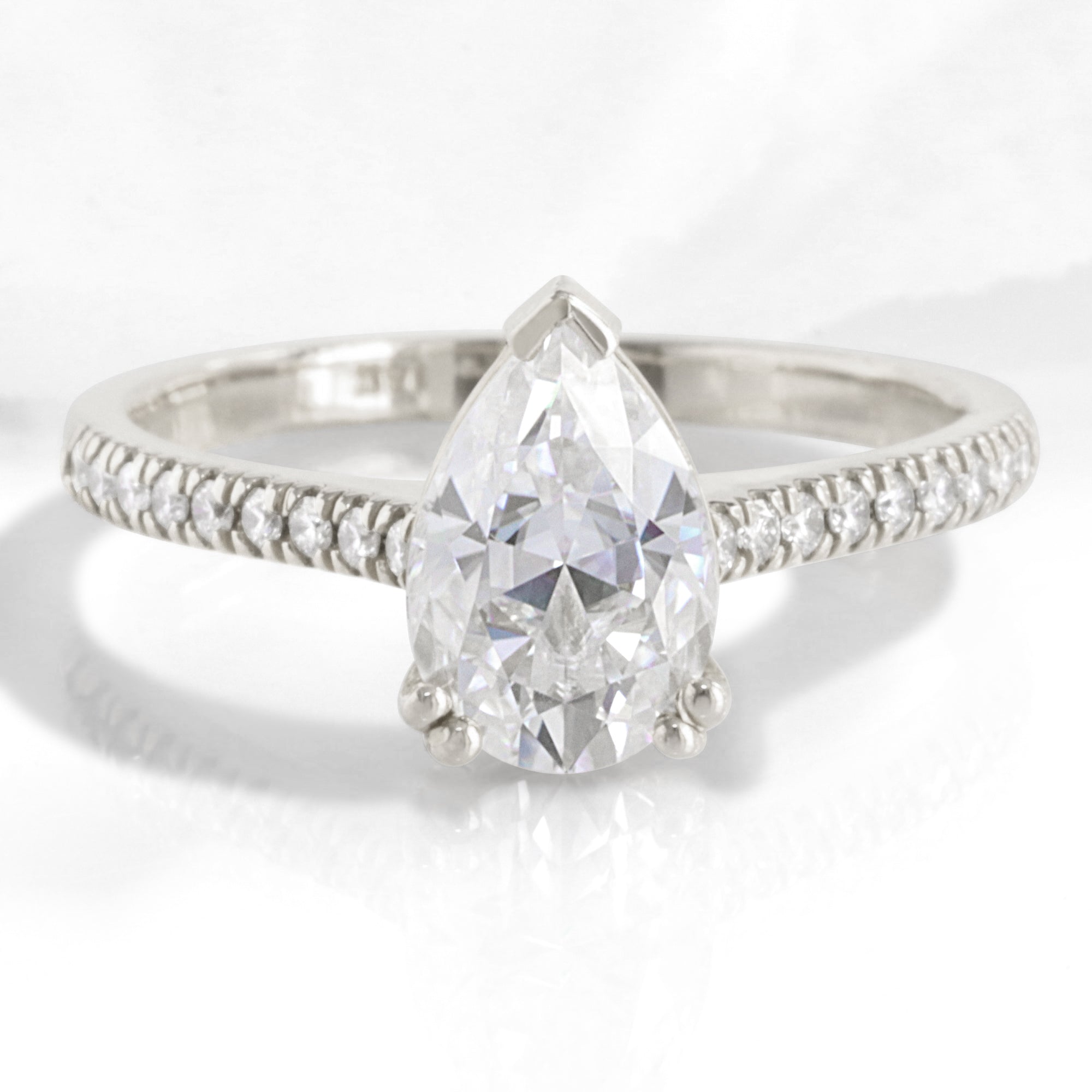 Pear moissanite diamond engagement ring white gold solitaire moissanite ring la more design jewelry
