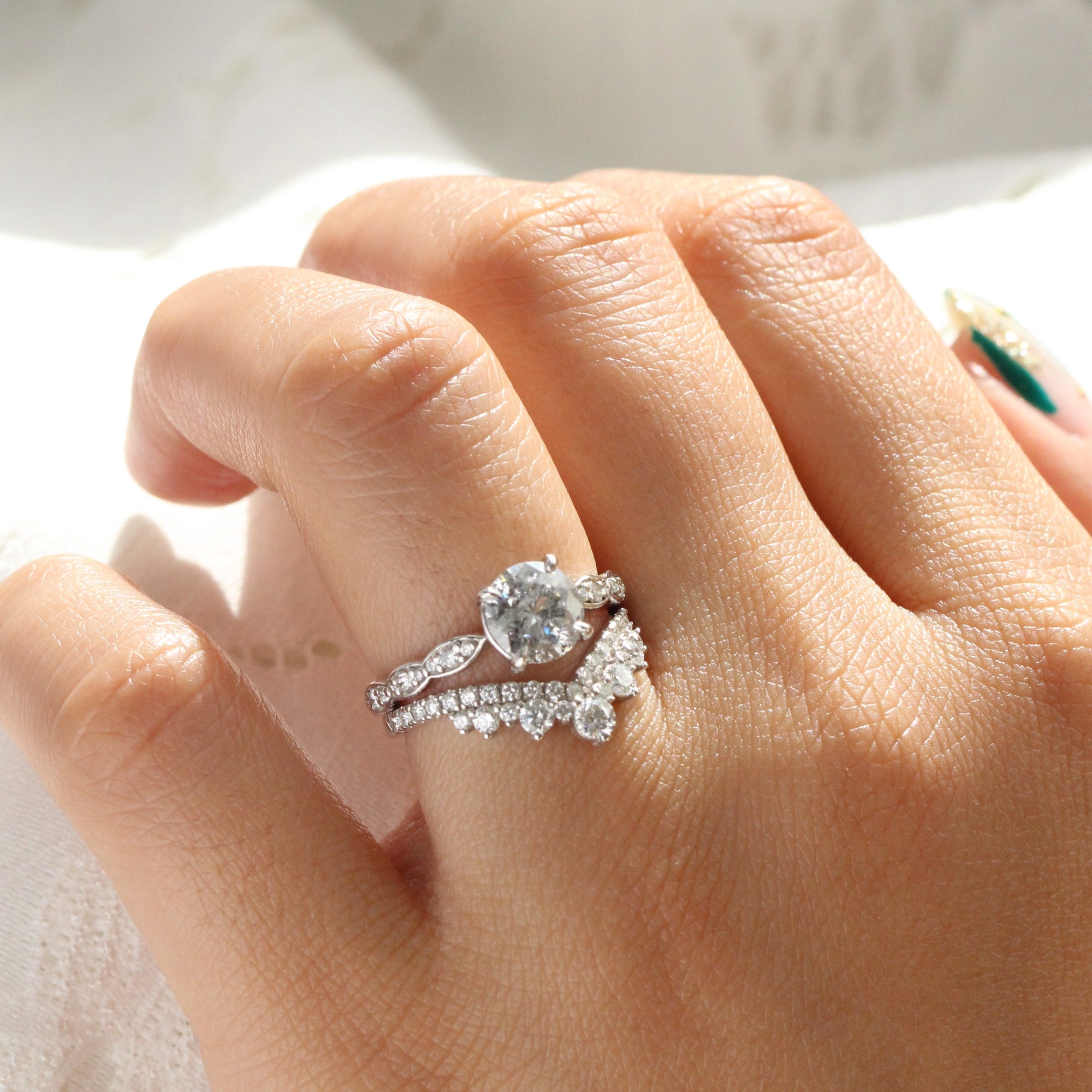 Round salt and pepper diamond ring white gold grey diamond solitaire ring la more design jewelry