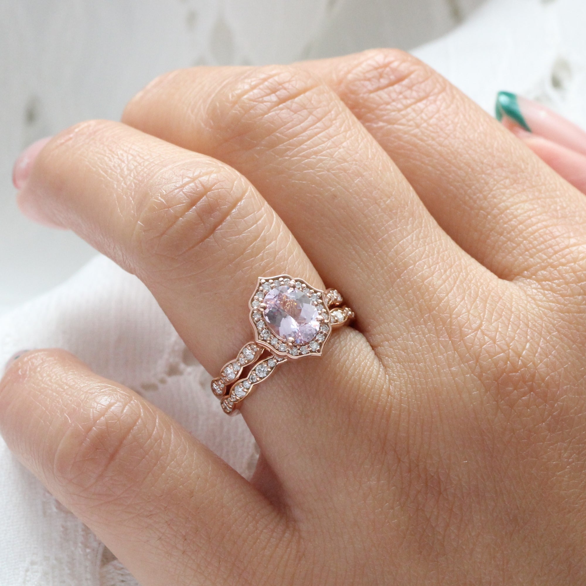 Vintage style ova lavender sapphire ring rose gold sapphire diamond ring la more design jewelry