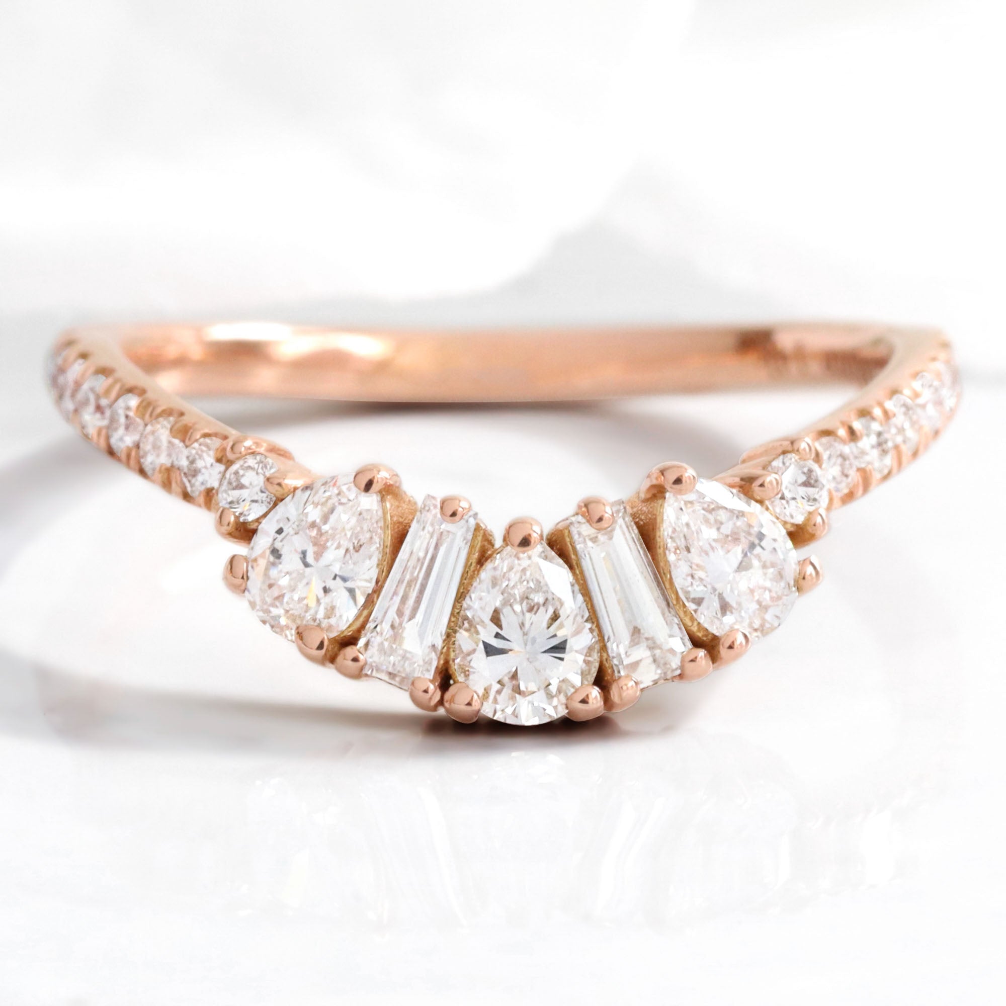 art deco diamond wedding ring rose gold stackable diamond band by la more design jewelry