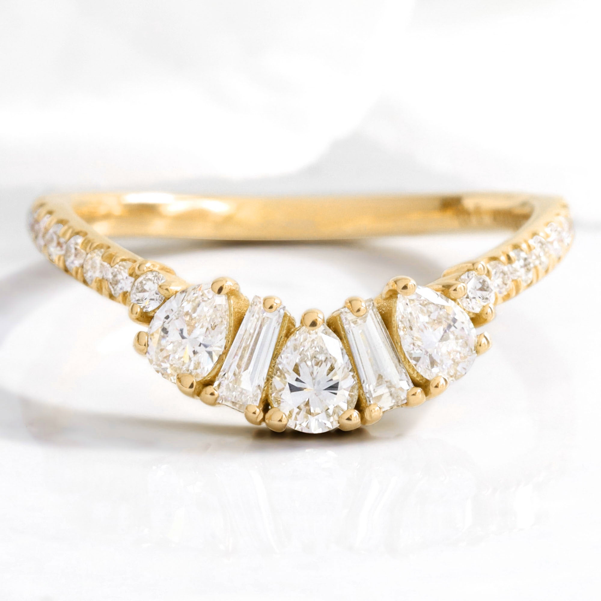 art deco diamond wedding ring yellow gold stackable diamond band by la more design jewelry