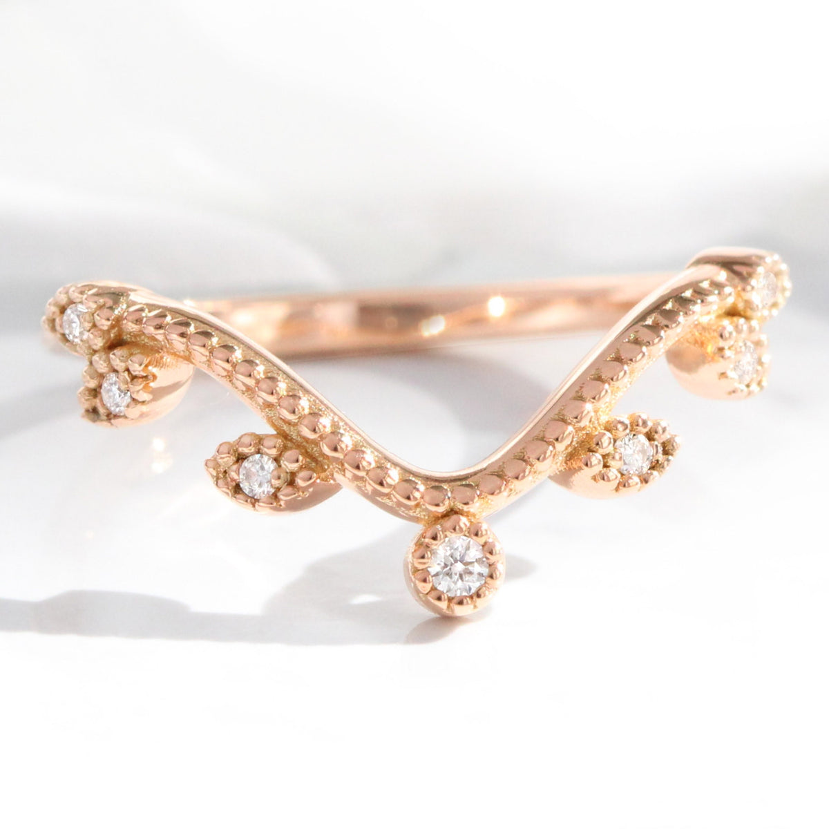 deep curved diamond wedding band rose gold u shaped wedding ring la more design jewelry