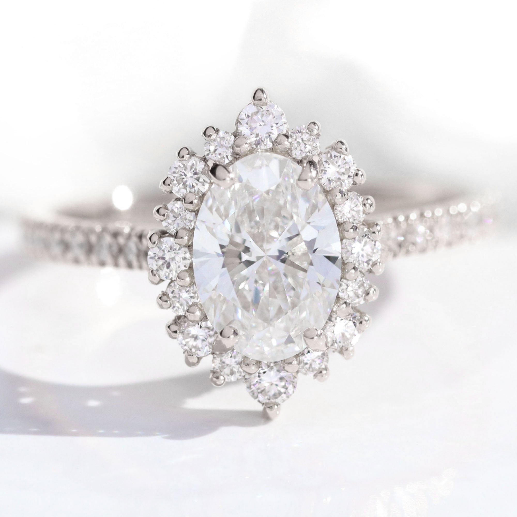 lab diamond ring white gold halo oval diamond engagement ring La More Design Jewelry