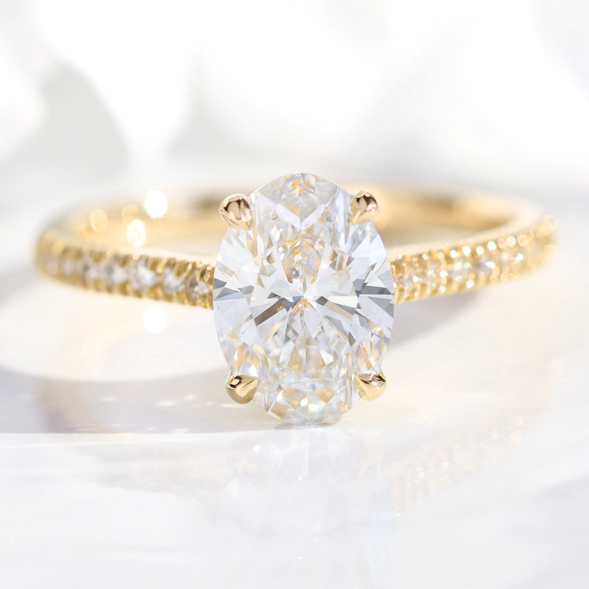 lab diamond ring yellow gold oval diamond solitaire engagement ring La More Design Jewelry