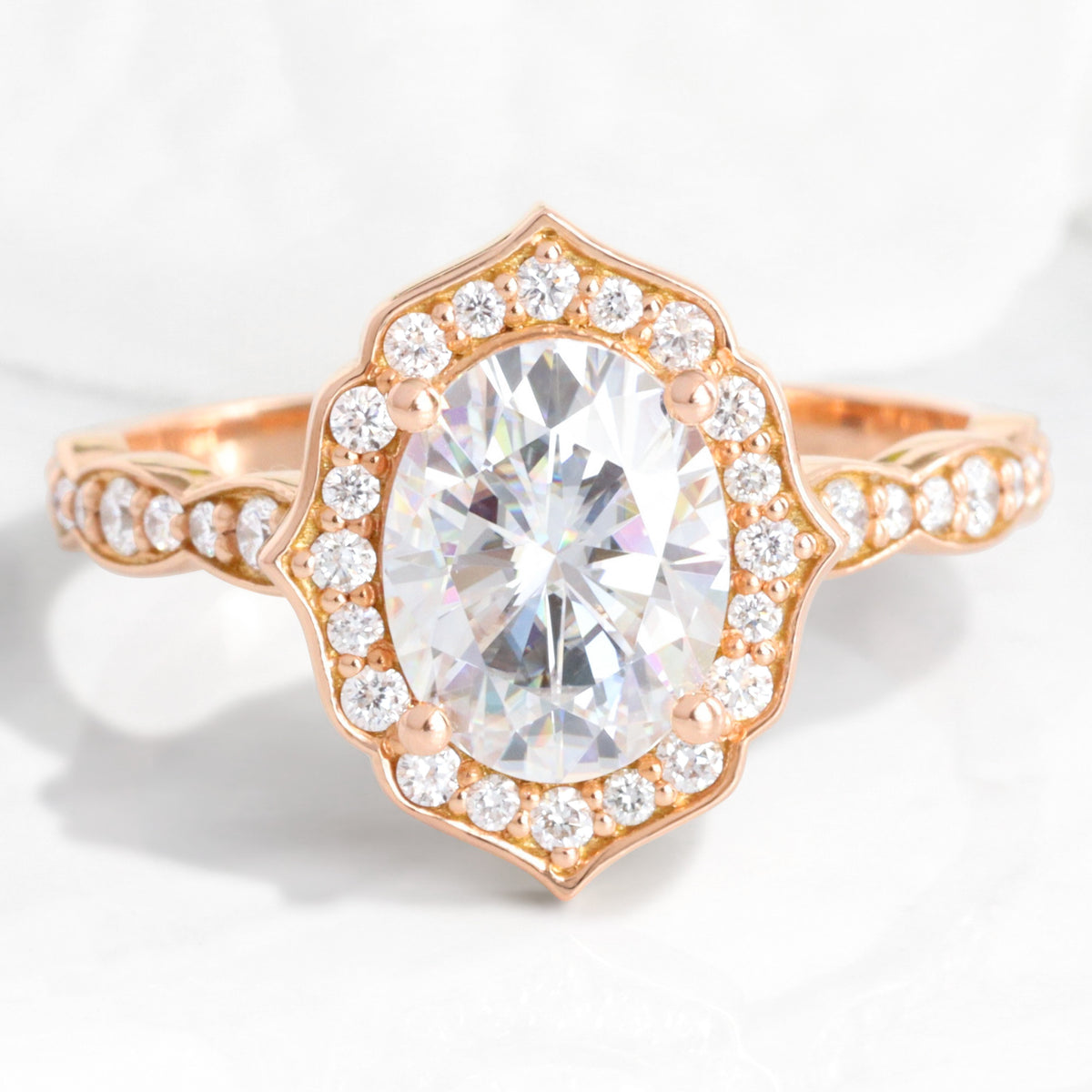 large oval moissanite engagement ring gold vintage halo diamond moissanite ring la more design jewelry