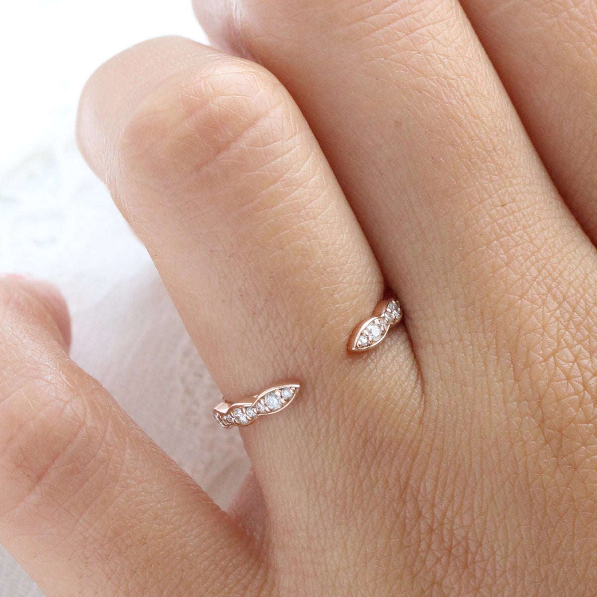 open band diamond ring rose gold open scalloped diamond wedding band la more design jewelry