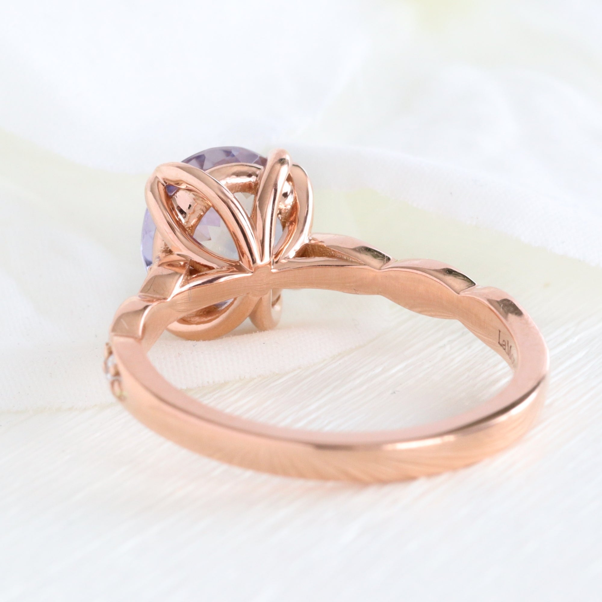 oval Lilac sapphire ring rose gold natural purple lavender sapphire solitaire ring diamond sapphire floral ring la more design jewelry