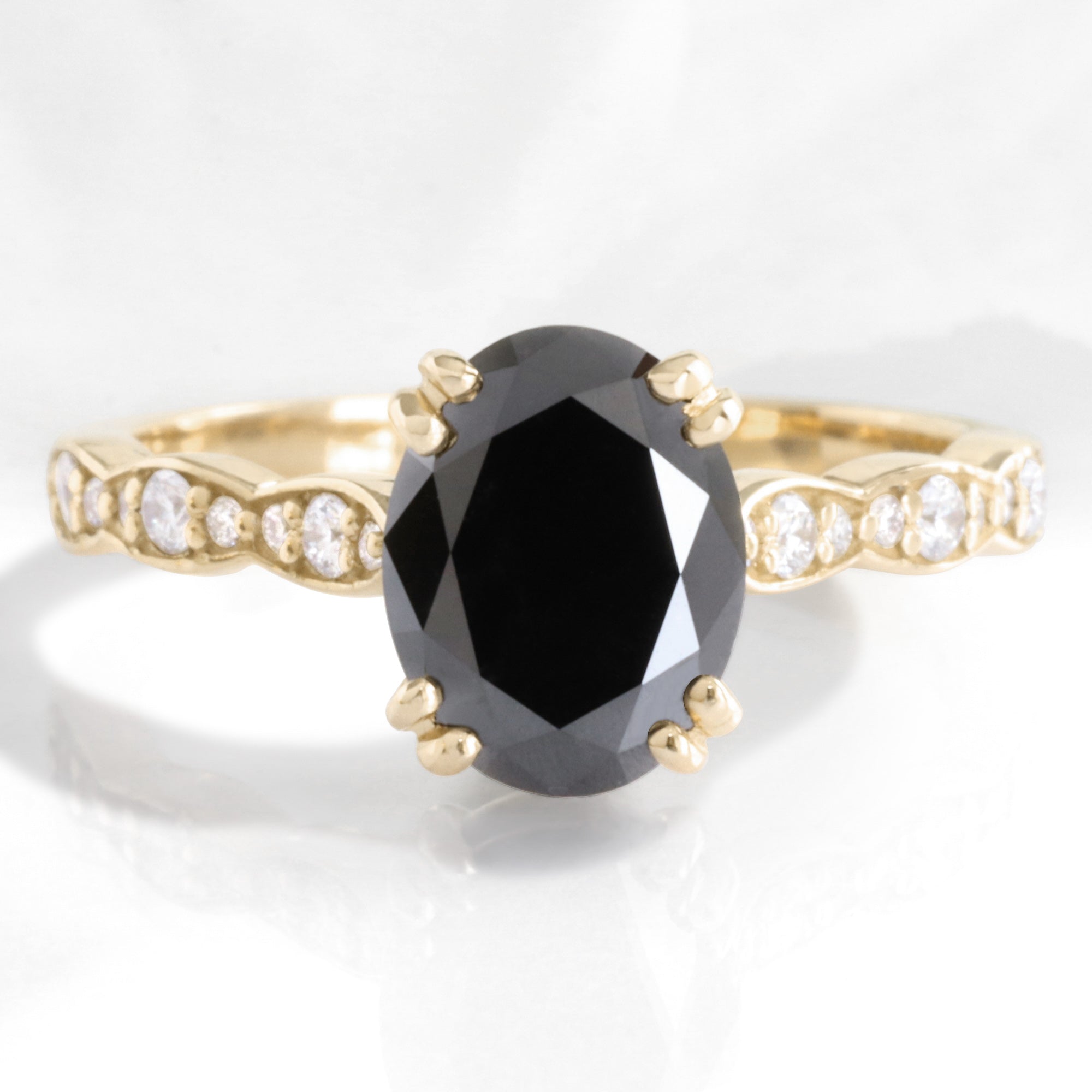 oval black diamond engagement ring yellow gold black diamond solitaire ring la more design jewelry