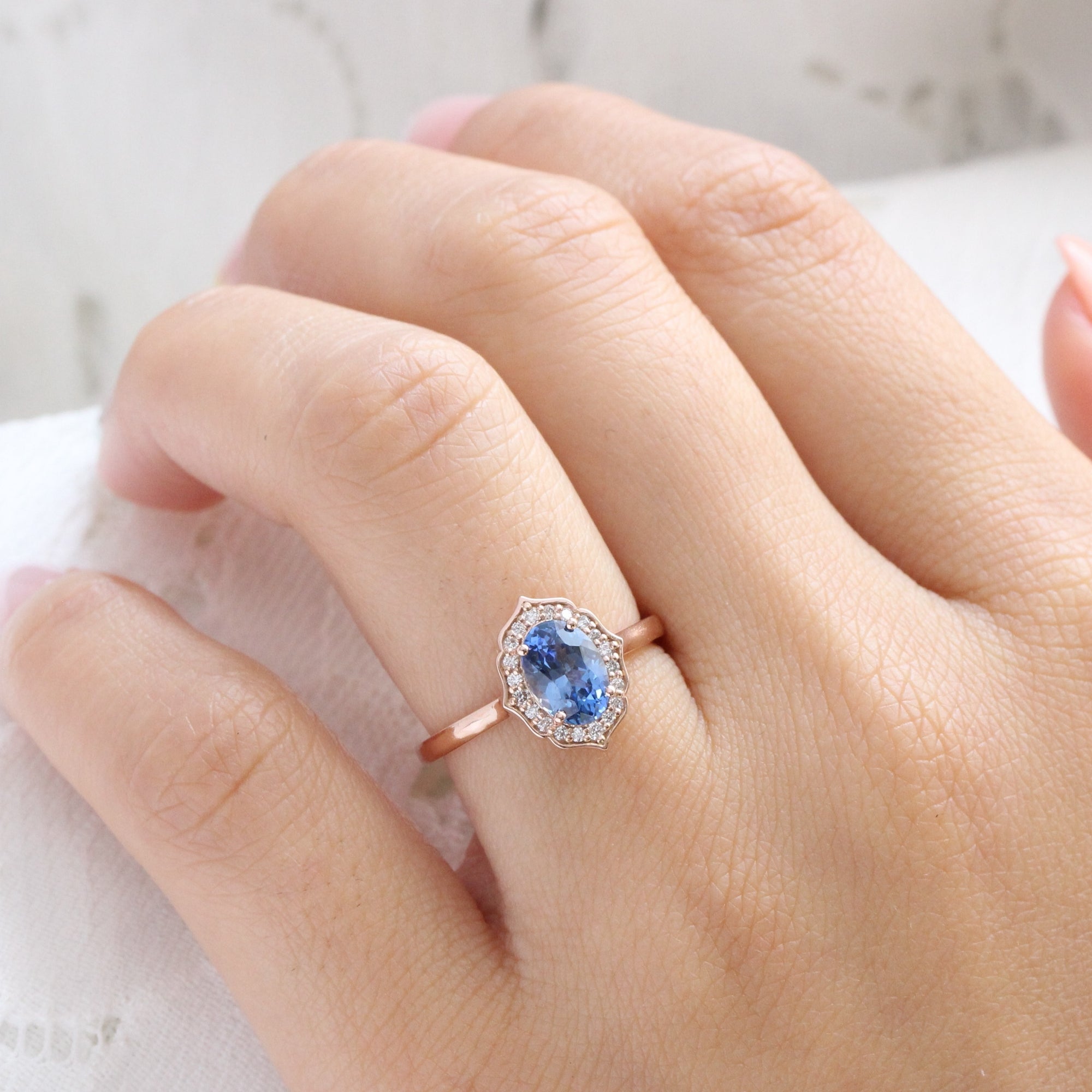oval ceylon blue sapphire ring rose gold vintage style sapphire diamond ring la more design jewelry
