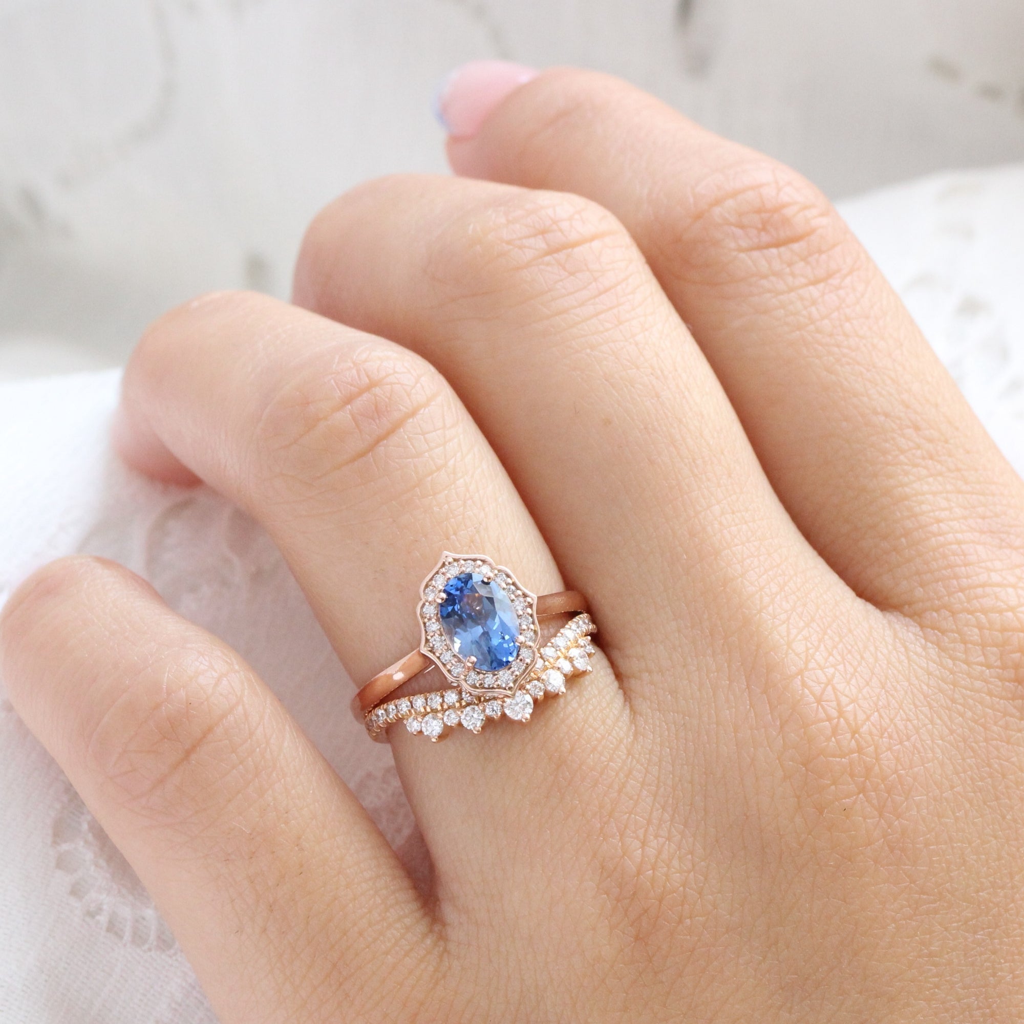oval ceylon blue sapphire ring rose gold vintage style sapphire diamond ring la more design jewelry