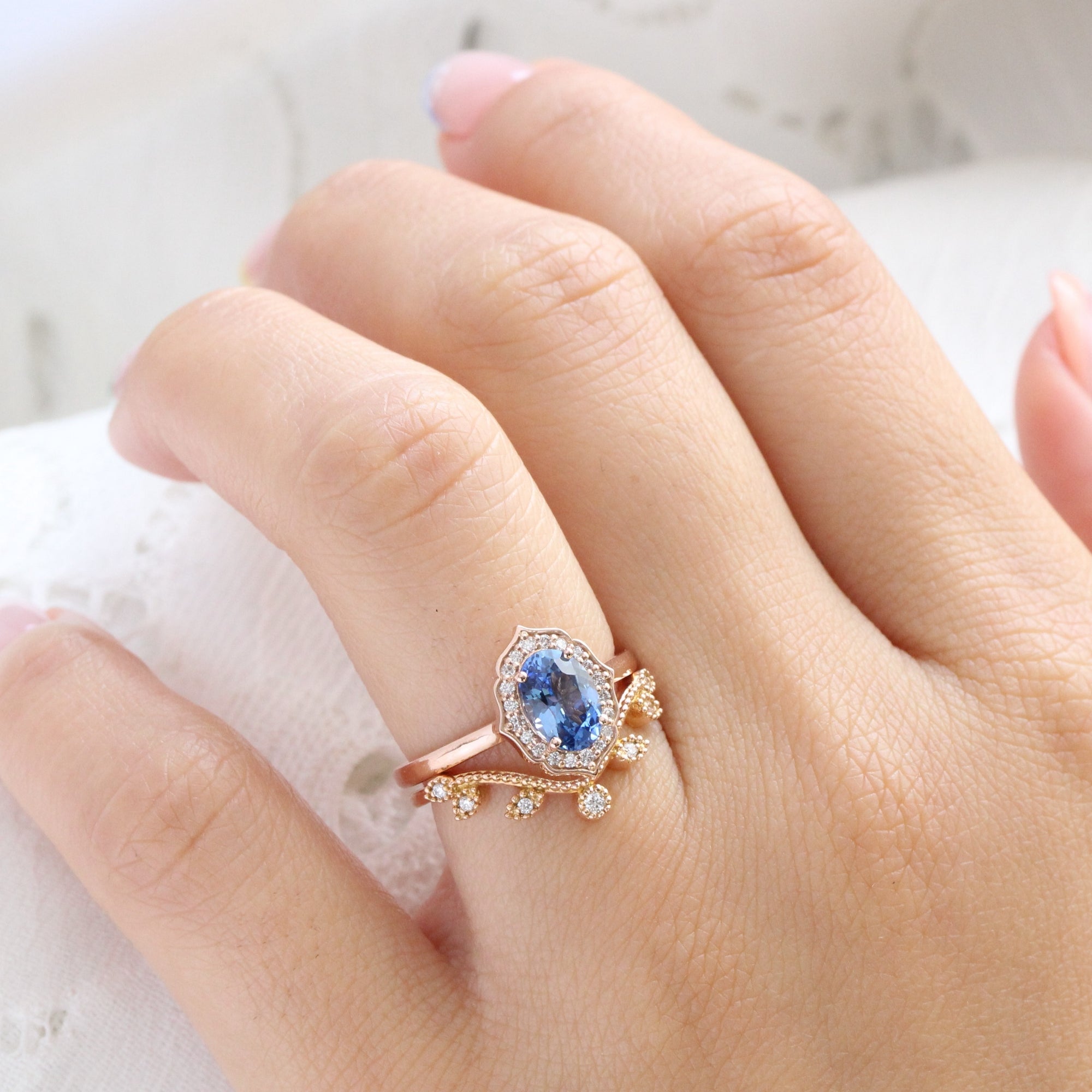 oval ceylon blue sapphire ring rose gold vintage style sapphire diamond ring la more design jewelry