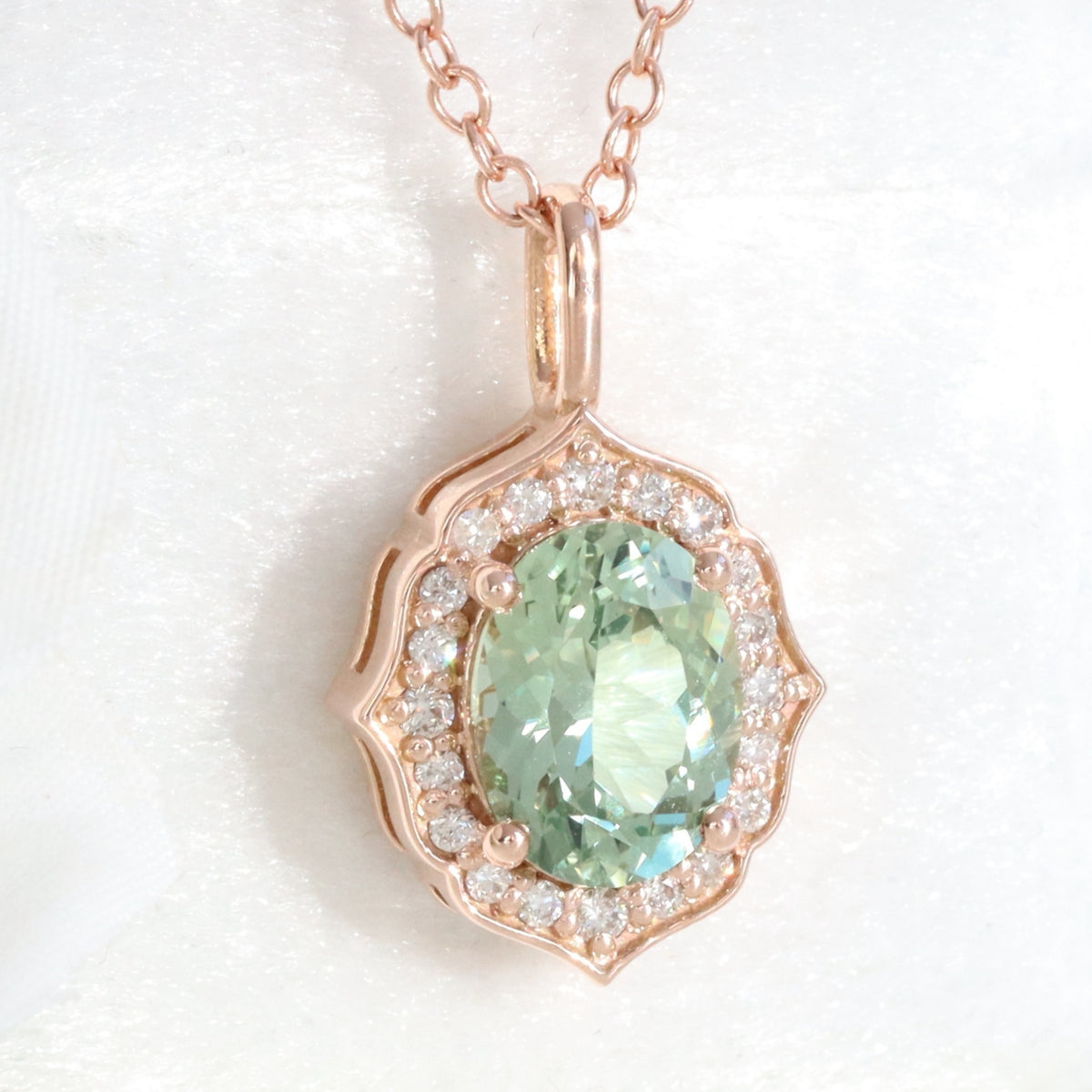 oval green sapphire necklace rose gold vintage style seafoam green sapphire diamond drop pendant necklace la more design jewelry