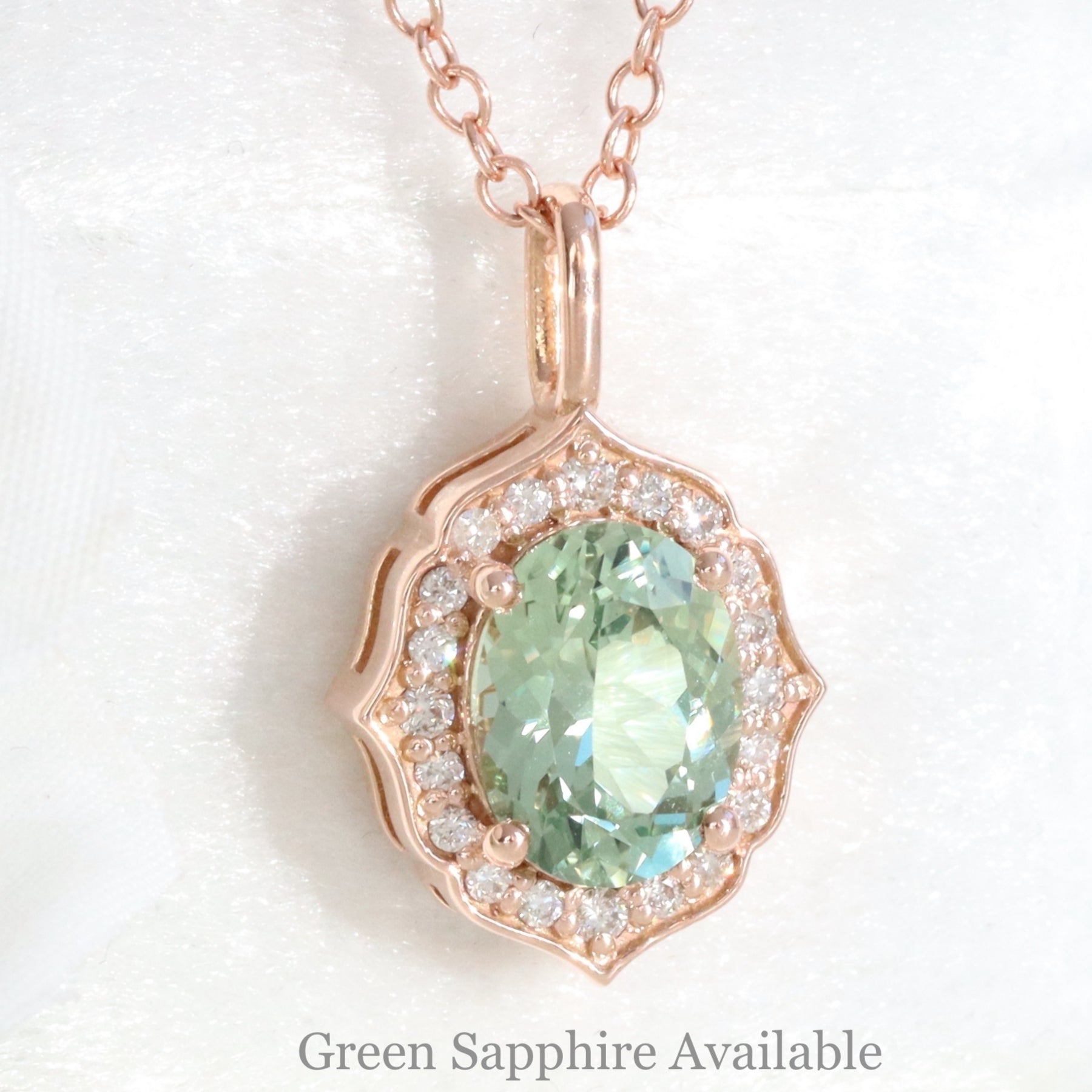 oval green sapphire necklace rose gold vintage style seafoam green sapphire diamond drop pendant necklace la more design jewelry