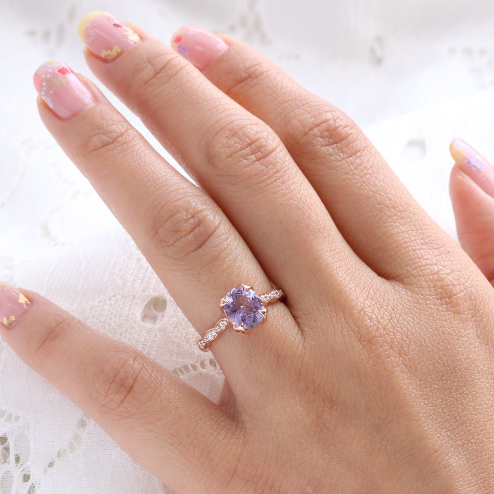 oval lavender sapphire ring rose gold natural purple sapphire solitaire ring diamond sapphire floral ring la more design jewelry