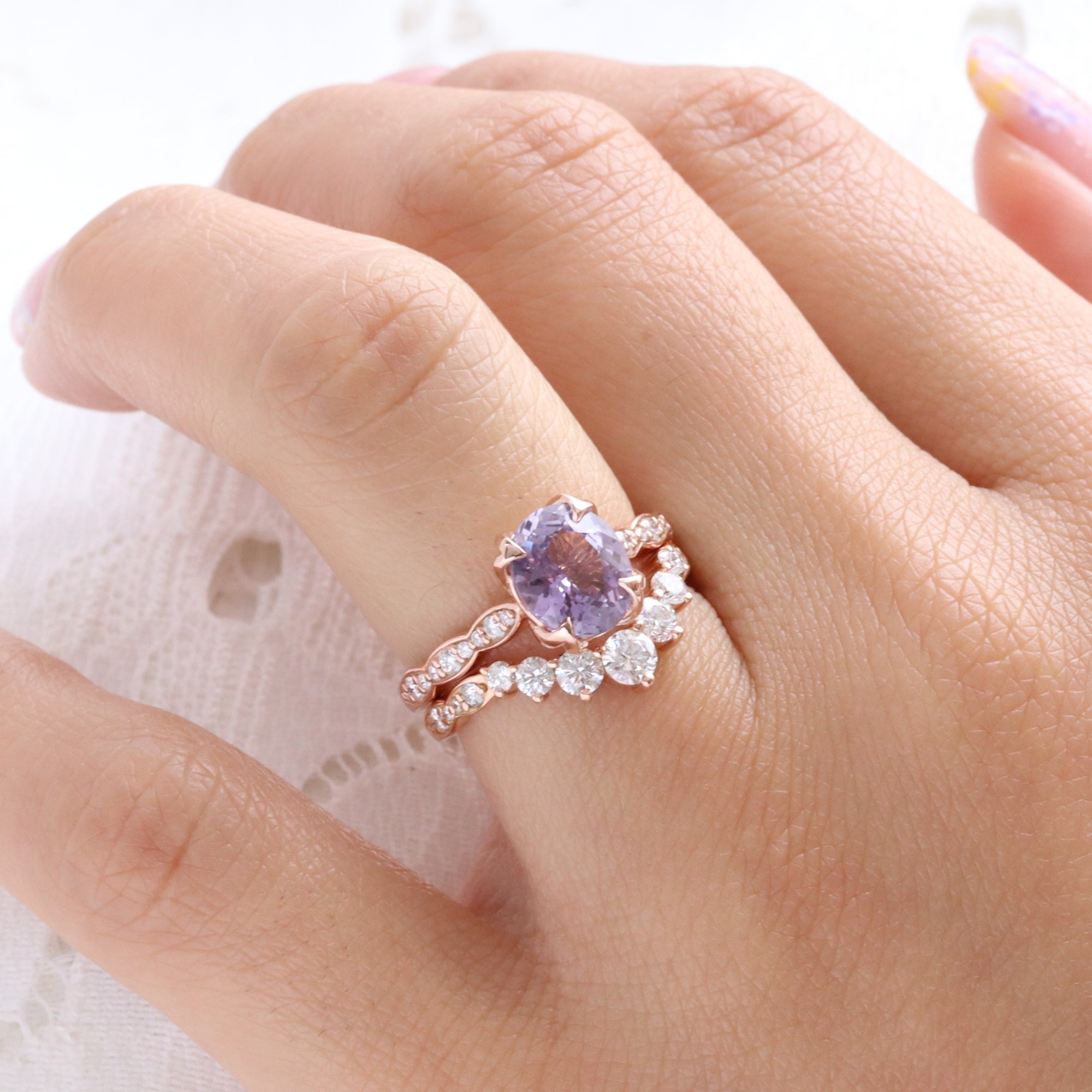 oval lavender sapphire ring rose gold natural purple sapphire solitaire ring diamond sapphire floral ring la more design jewelry