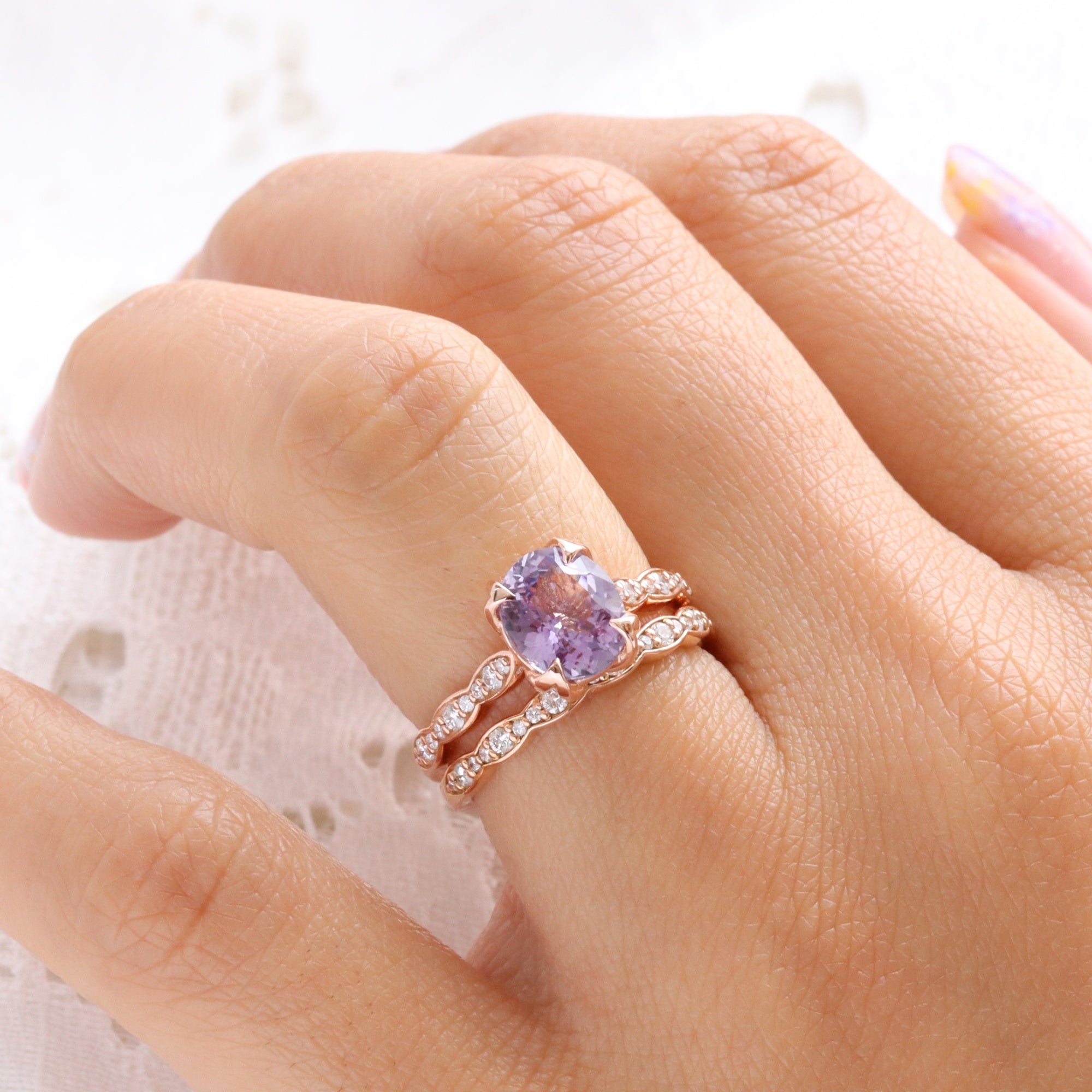 oval lavender sapphire ring rose gold natural purple sapphire solitaire ring diamond sapphire floral ring la more design jewelry