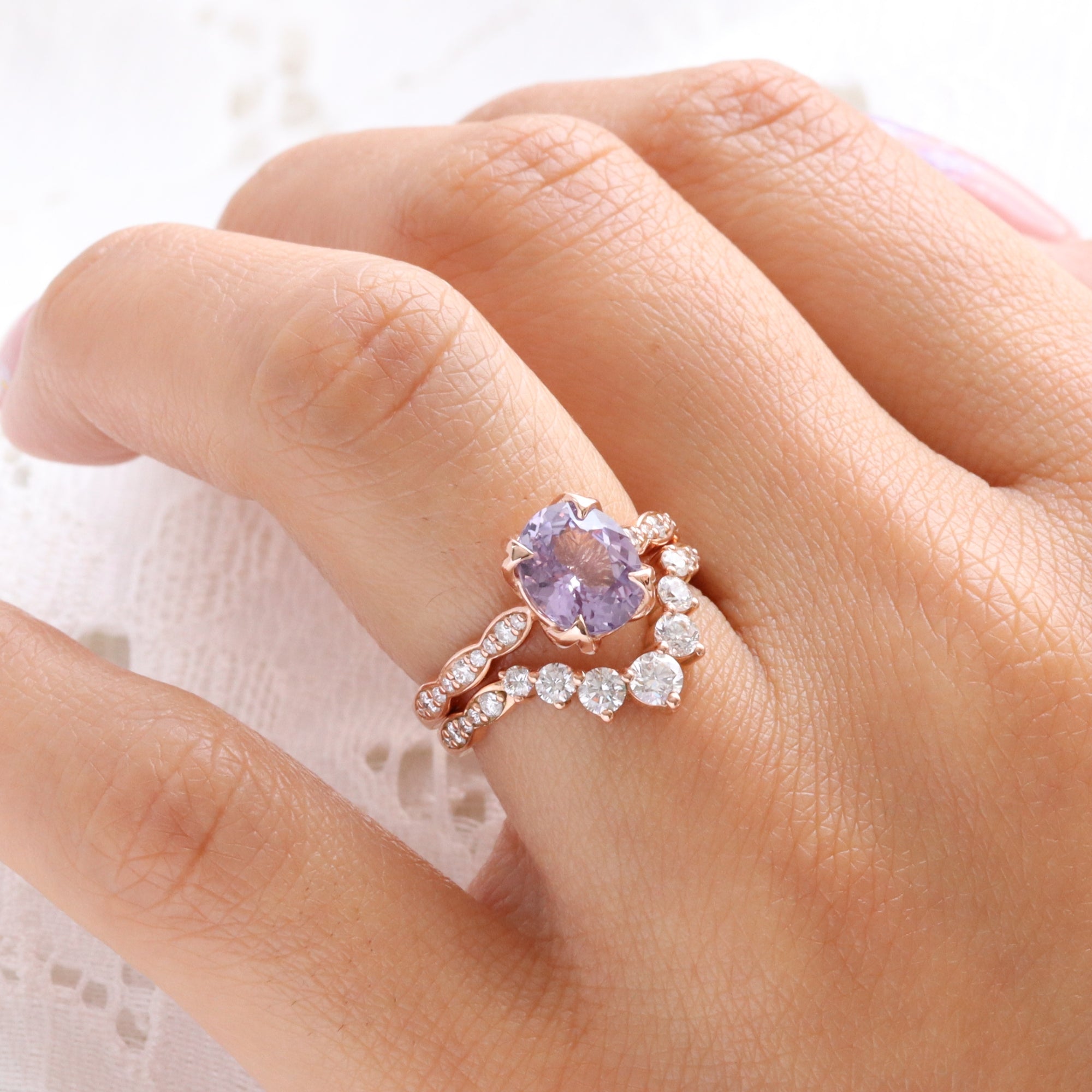 oval lavender sapphire ring rose gold natural purple sapphire solitaire ring diamond sapphire floral ring la more design jewelry
