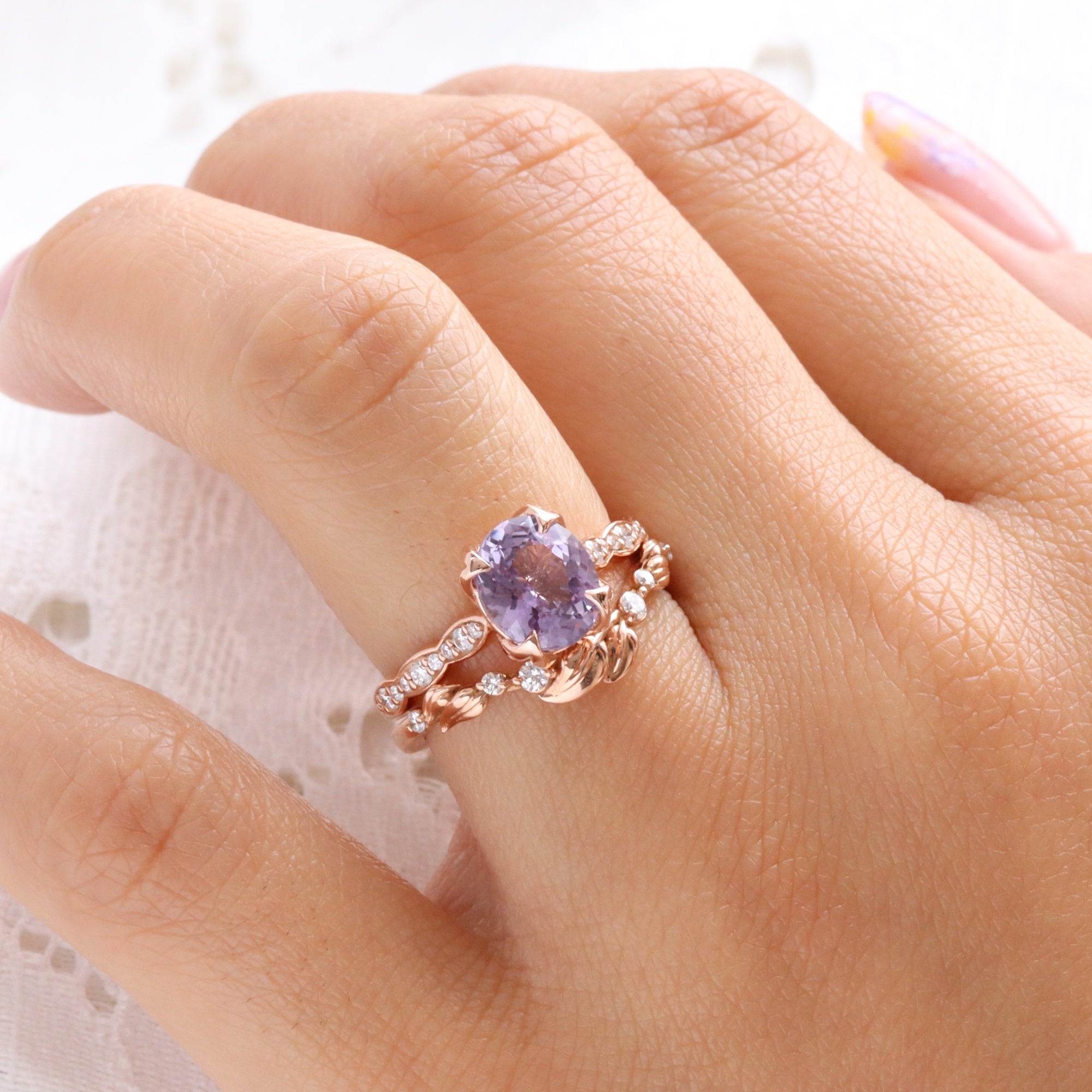 oval lavender sapphire ring rose gold natural purple sapphire solitaire ring diamond sapphire floral ring la more design jewelry