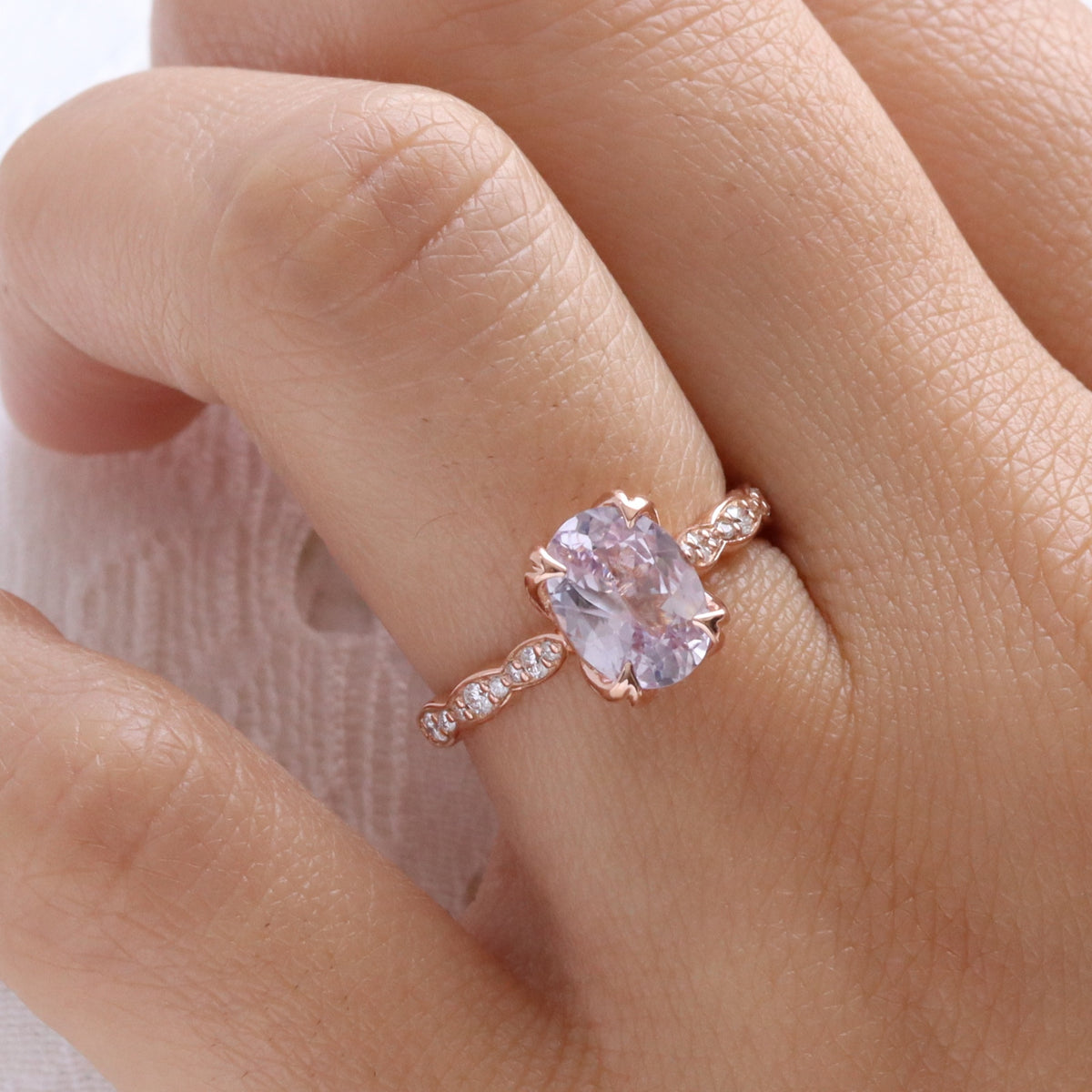 oval lavender sapphire ring rose gold natural sapphire solitaire ring diamond sapphire floral ring la more design jewelry