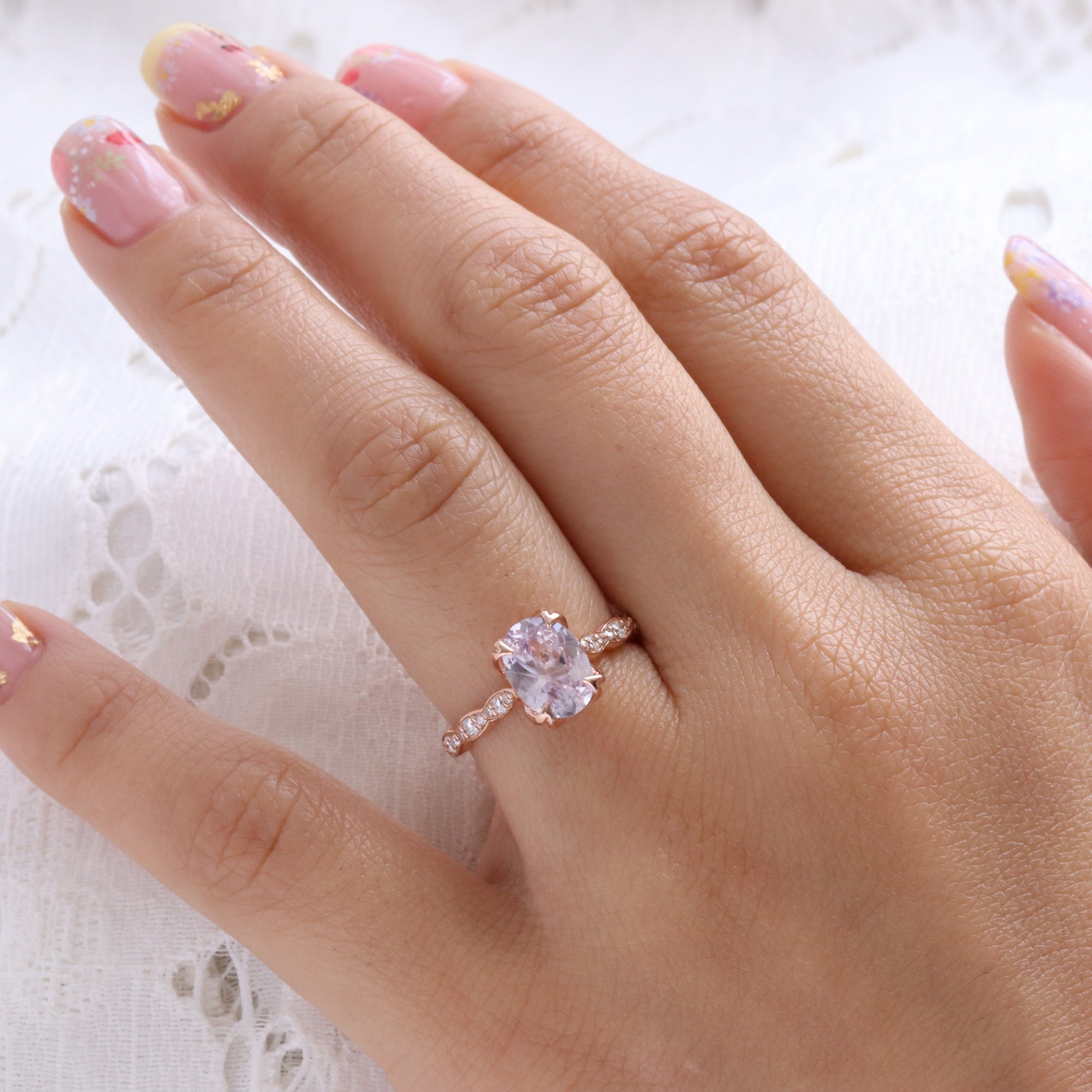 oval lavender sapphire ring rose gold natural sapphire solitaire ring diamond sapphire floral ring la more design jewelry