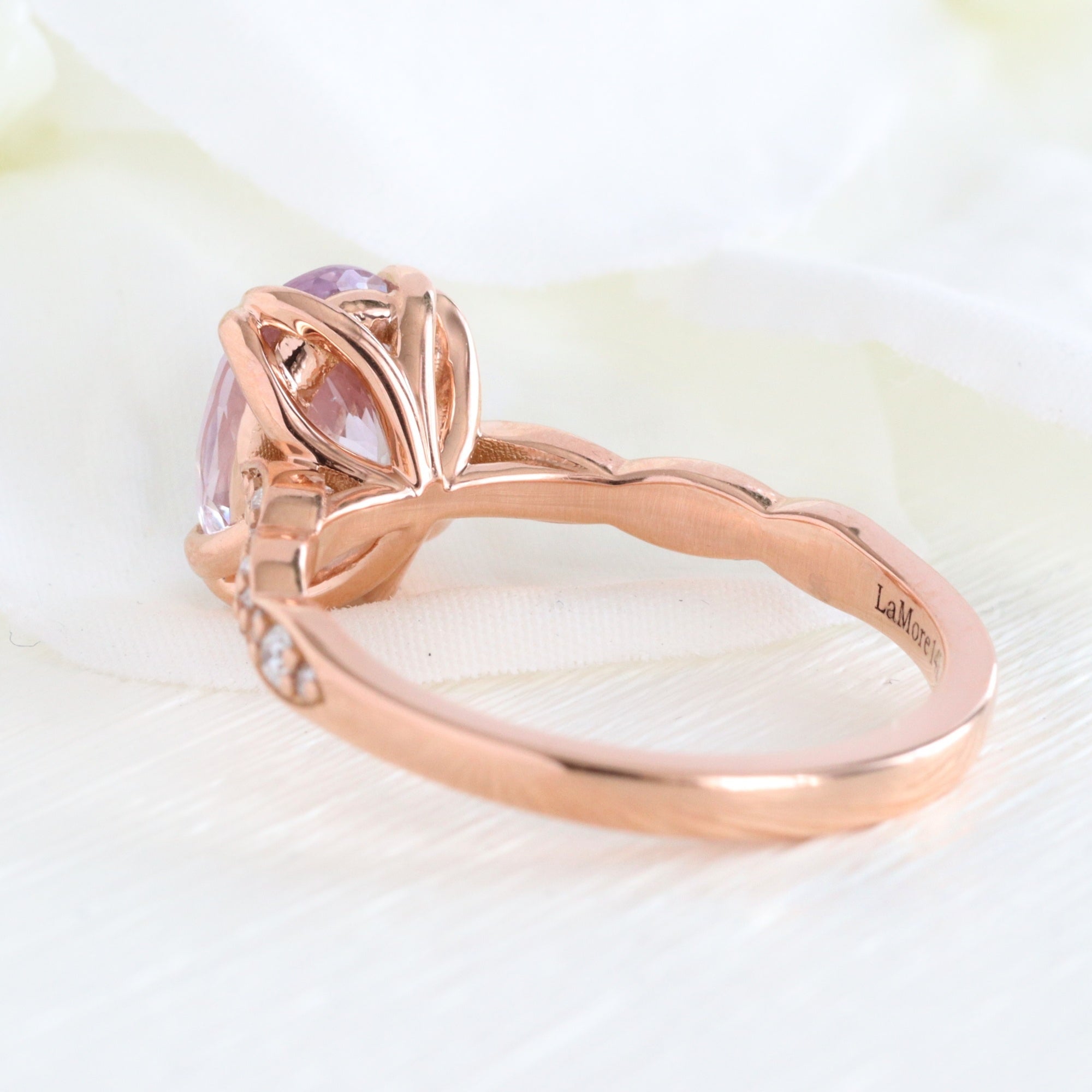 oval lavender sapphire ring rose gold natural sapphire solitaire ring diamond sapphire floral ring la more design jewelry