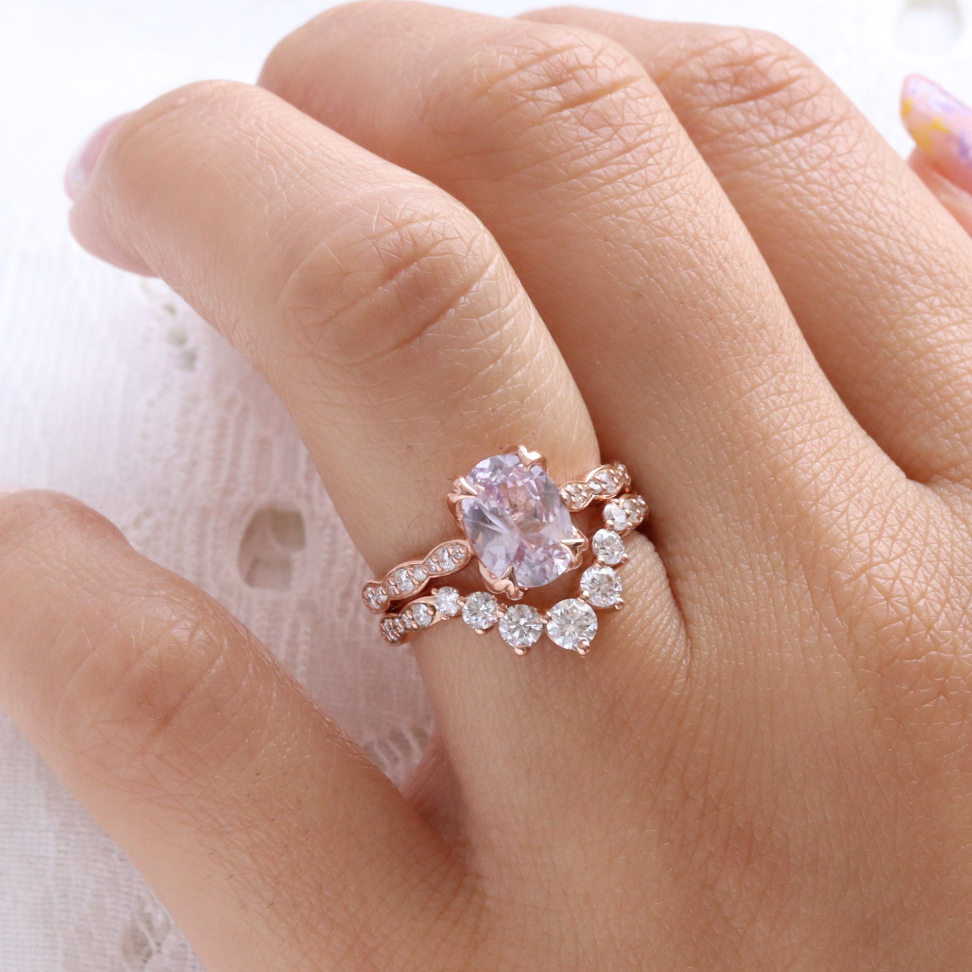 oval lavender sapphire ring rose gold natural sapphire solitaire ring diamond sapphire floral ring la more design jewelry
