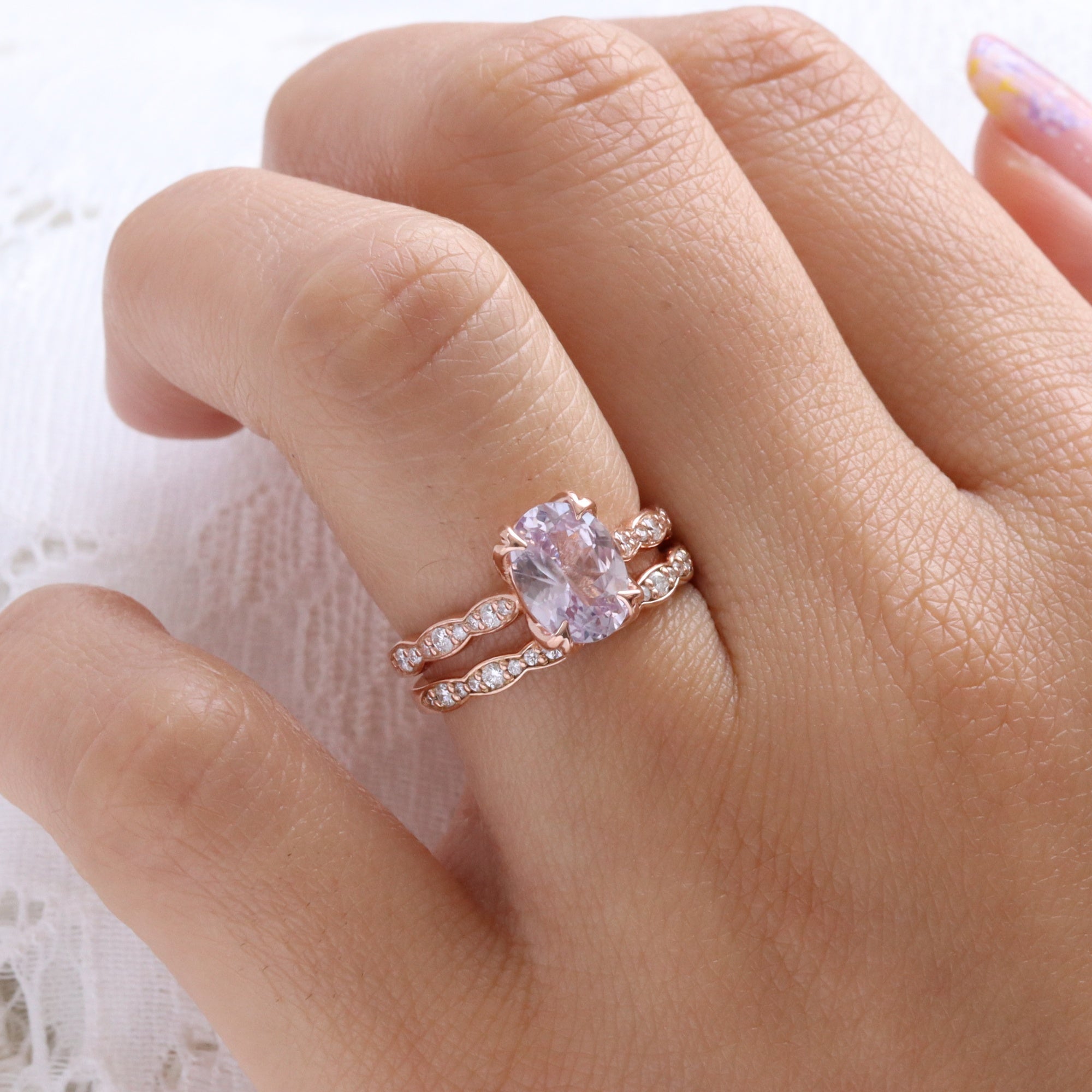 oval lavender sapphire ring rose gold natural sapphire solitaire ring diamond sapphire floral ring la more design jewelry