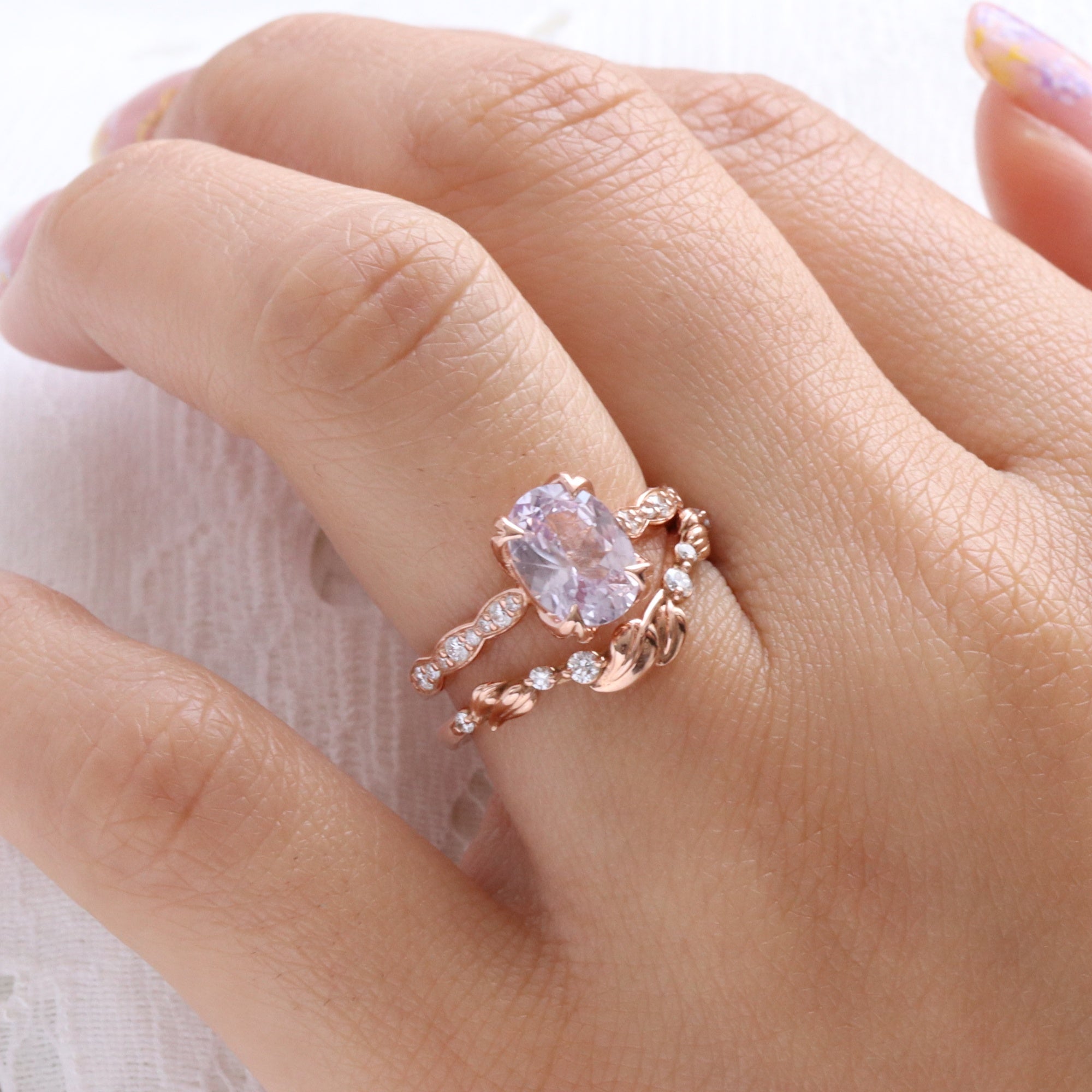 oval lavender sapphire ring rose gold natural sapphire solitaire ring diamond sapphire floral ring la more design jewelry
