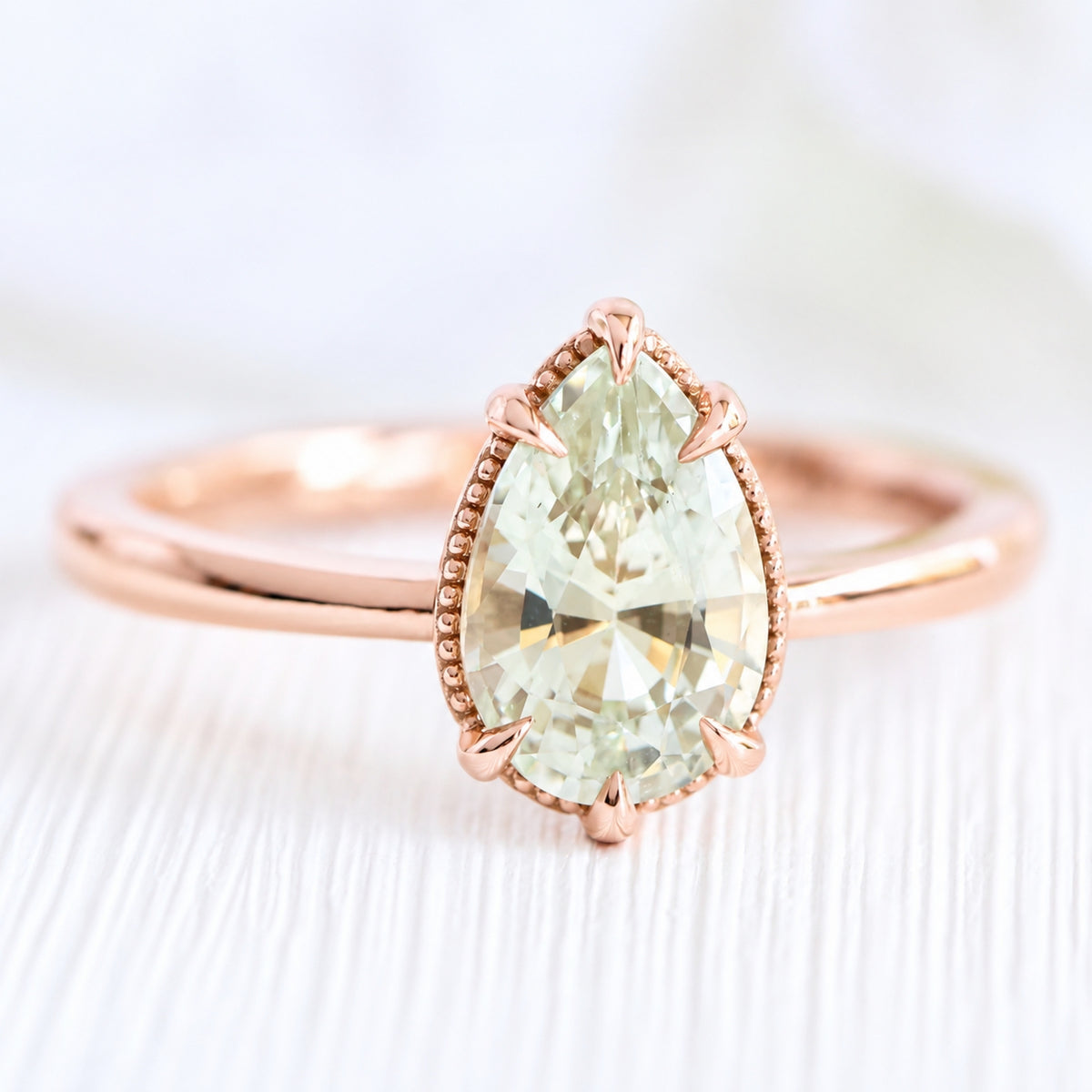 pear sea foam green sapphire ring rose gold solitaire ring la more design jewelry