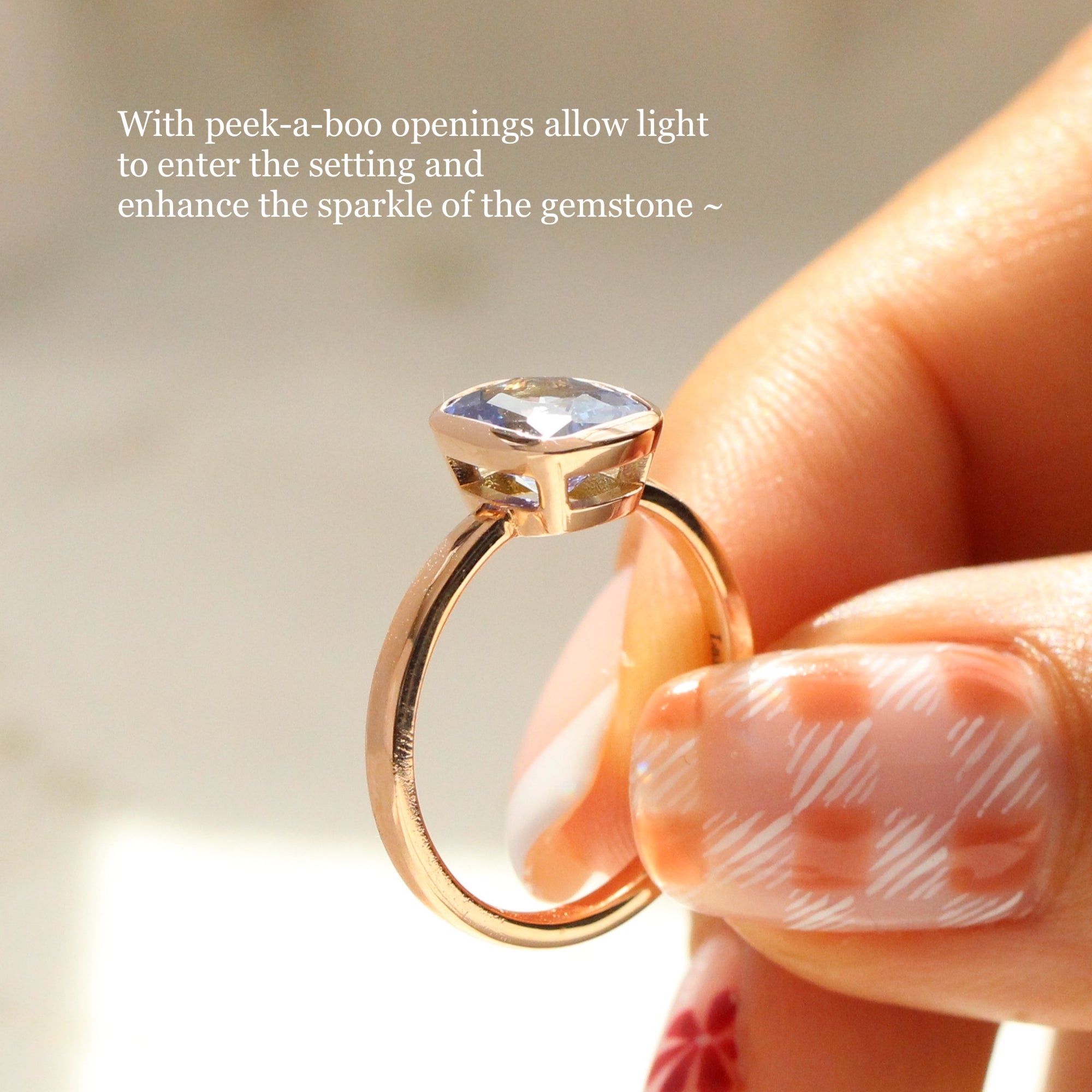 unique peekaboo bezel set sapphire engagement ringsCushion purple sapphire ring rose gold bezel solitaire ring la more design jewelryunique peekaboo bezel set sapphire engagement rings
