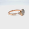 Rose cut cushion salt and pepper diamond ring rose gold solitaire grey diamond pave band la more design jewelry